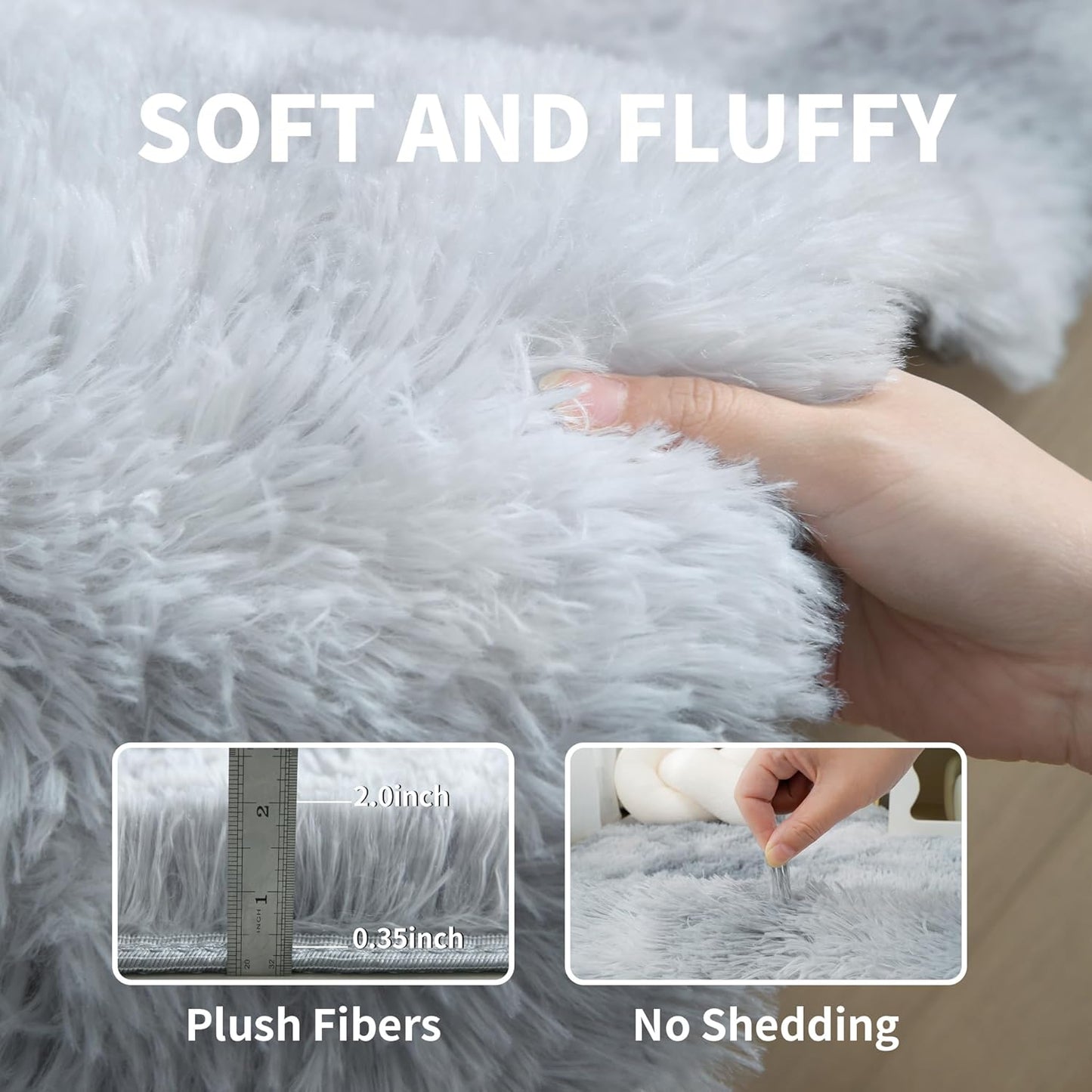 4x6 Light Grey Fluffy Shag Area Rug for Bedroom, Ultra Soft Fuzzy Plush Washable Carpet for Living Room, Modern Cozy Non Skid Furry Shaggy Rug for Kids Baby Boys Nursery Dorm,Tie-Dye Gray
