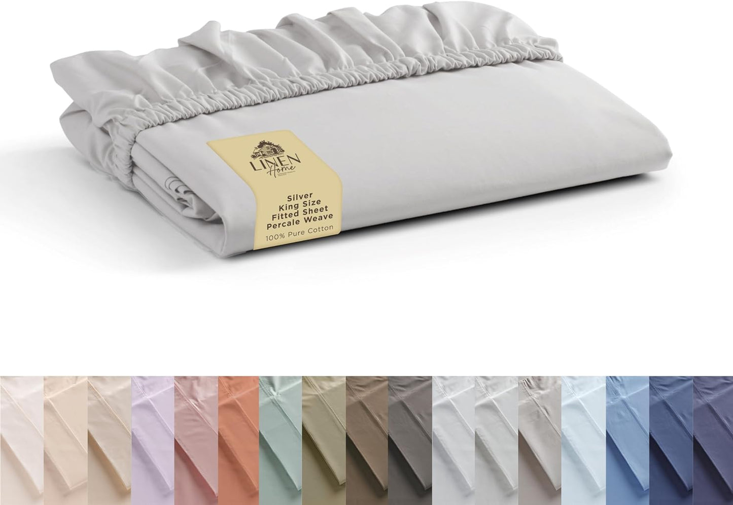 Linen Home 100% Cotton Percale Weave Fitted Sheet, Queen Size, White, 1 Deep Pocket Fitted Sheet, Fits Mattress Upto 16" Crisp and Cool Strong Bed Linen, 60"X80"+15"