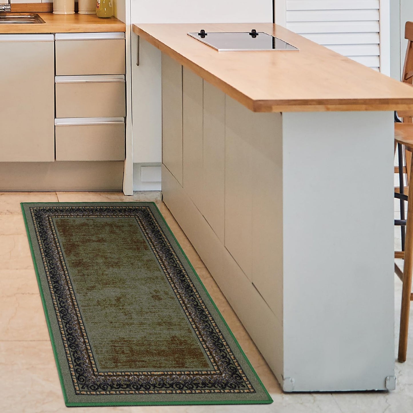 Antep Rugs Alfombras Bordered Modern 5x7 Non-Slip (Non-Skid) Low Pile Rubber Backing Indoor Area Rug (Maroon Red, 5' x 7')