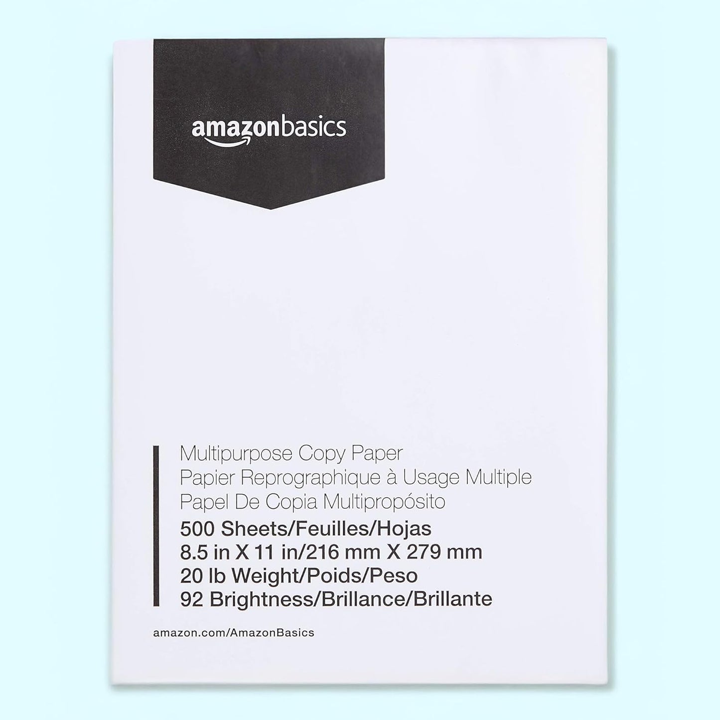 Amazon Basics Multipurpose Copy Printer Paper, 20 lb, 8.5 x 11 Inches, 10 Reams (5,000 Sheets), 92 Bright, White