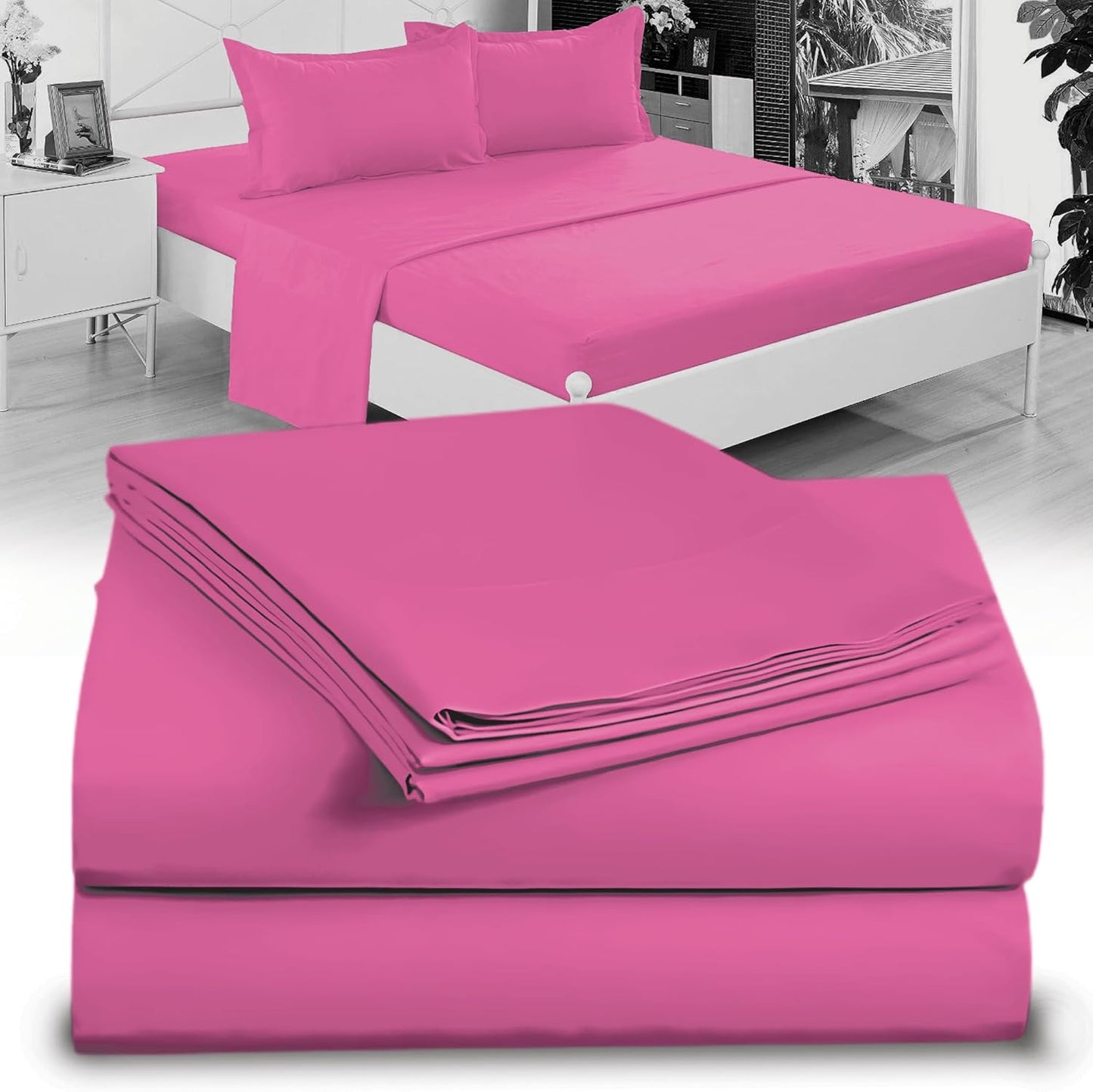 Full XL 100% Microfiber Double Brushed Sheet Set - Extra-Soft, Breathable & Wrinkle-Free - 15" Deep Pockets, 54" x 80" - Ideal for Extra Long Full Beds - 4PC Set (Full XL, White)