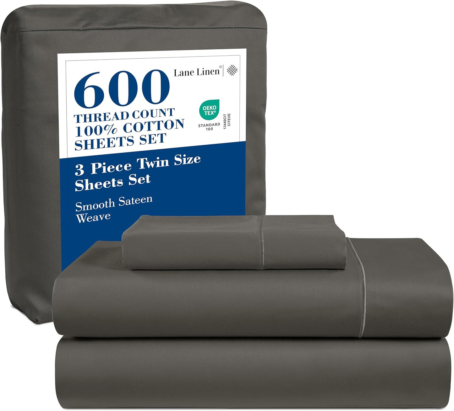 LANE LINEN 100% Cotton White Queen Size Sheet Set – Luxurious Hotel-Quality Sateen Weave, Fully Elasticized Mercerized Cotton, Deep Pocket 4-Piece Set, Naturally Cooling & Comfortable