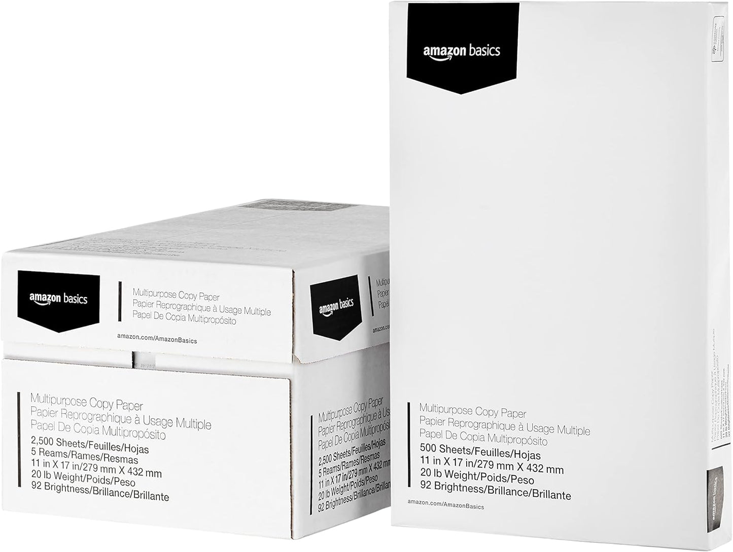 Amazon Basics Multipurpose Copy Printer Paper, 20 lb, 8.5 x 11 Inches, 10 Reams (5,000 Sheets), 92 Bright, White