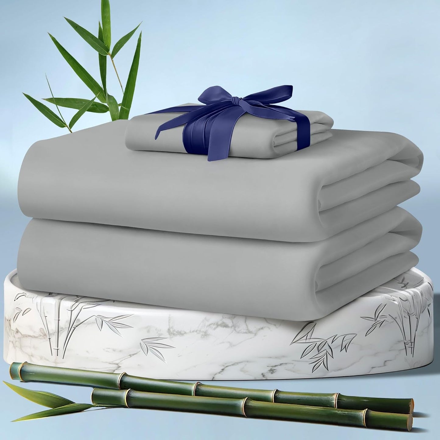 DECOLURE 100% Viscose Derived from Bamboo Sheets King Size 4pcs - Ultra Soft & Luxuriously Cooling, 17" Deep Pocket, Double Stitching, Perfect for Hot Sleepers - King Bed Sheets (White)