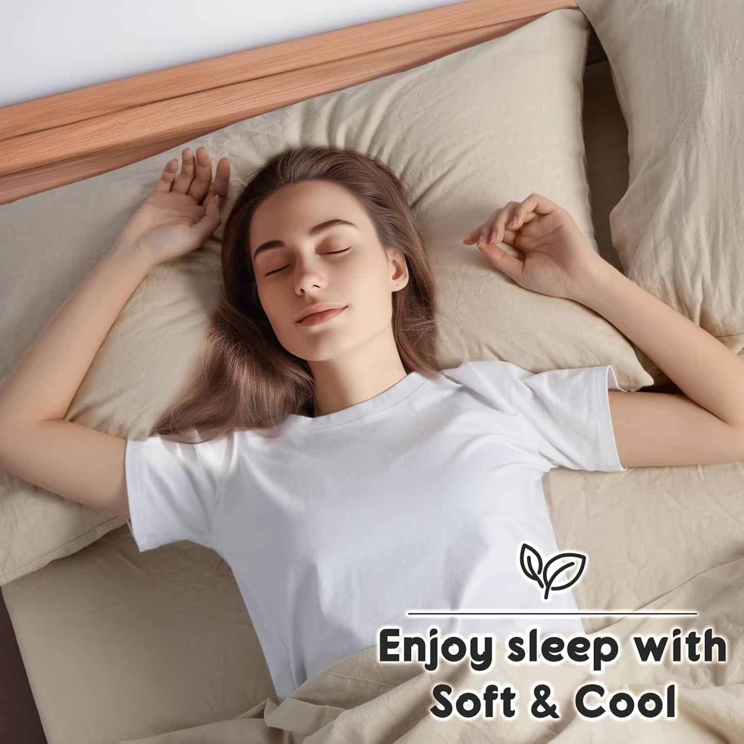 SONORO KATE 100% French Pure Linen Sheets, Breathable and Durable Linen King Size Sheets, Anti-Tear Linen Bed Sheets, Machine Washable, 16 Inch Deep Pocket - 4 Piece (Natural Linen, King)