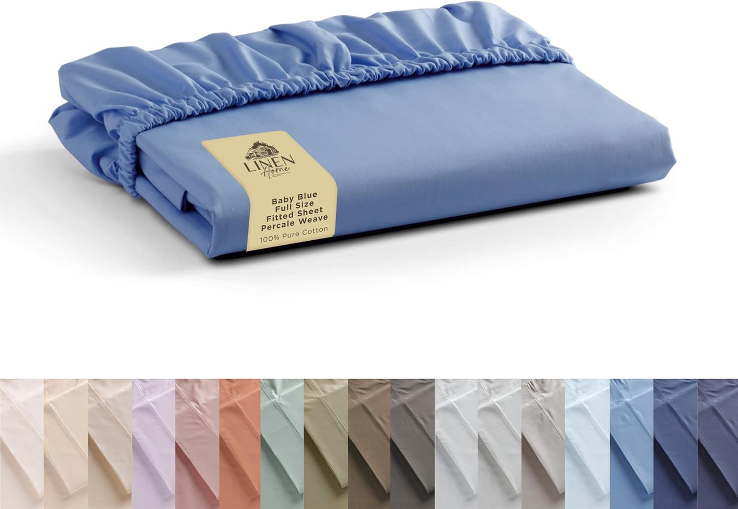 Linen Home 100% Cotton Percale Weave Fitted Sheet, Queen Size, White, 1 Deep Pocket Fitted Sheet, Fits Mattress Upto 16" Crisp and Cool Strong Bed Linen, 60"X80"+15"