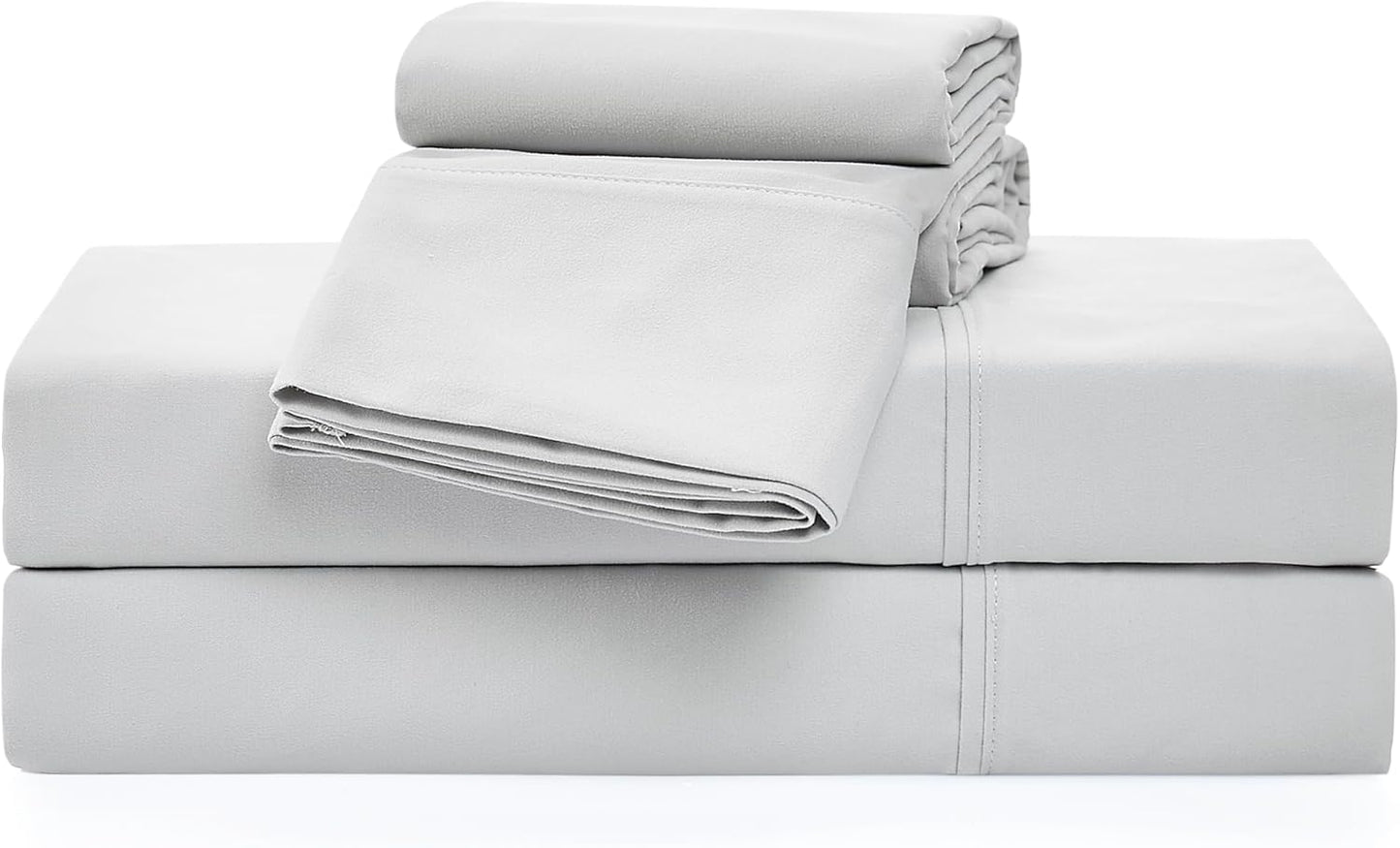 UGG King Sheet Set 4-Piece Luxury Cooling Sheets Deep Pockets Premium Bedding with 2 Pillow Shams Hypoallergenic Machine Washable Soft Lightweight Bed Set for Bedroom, King, White (Hedi)