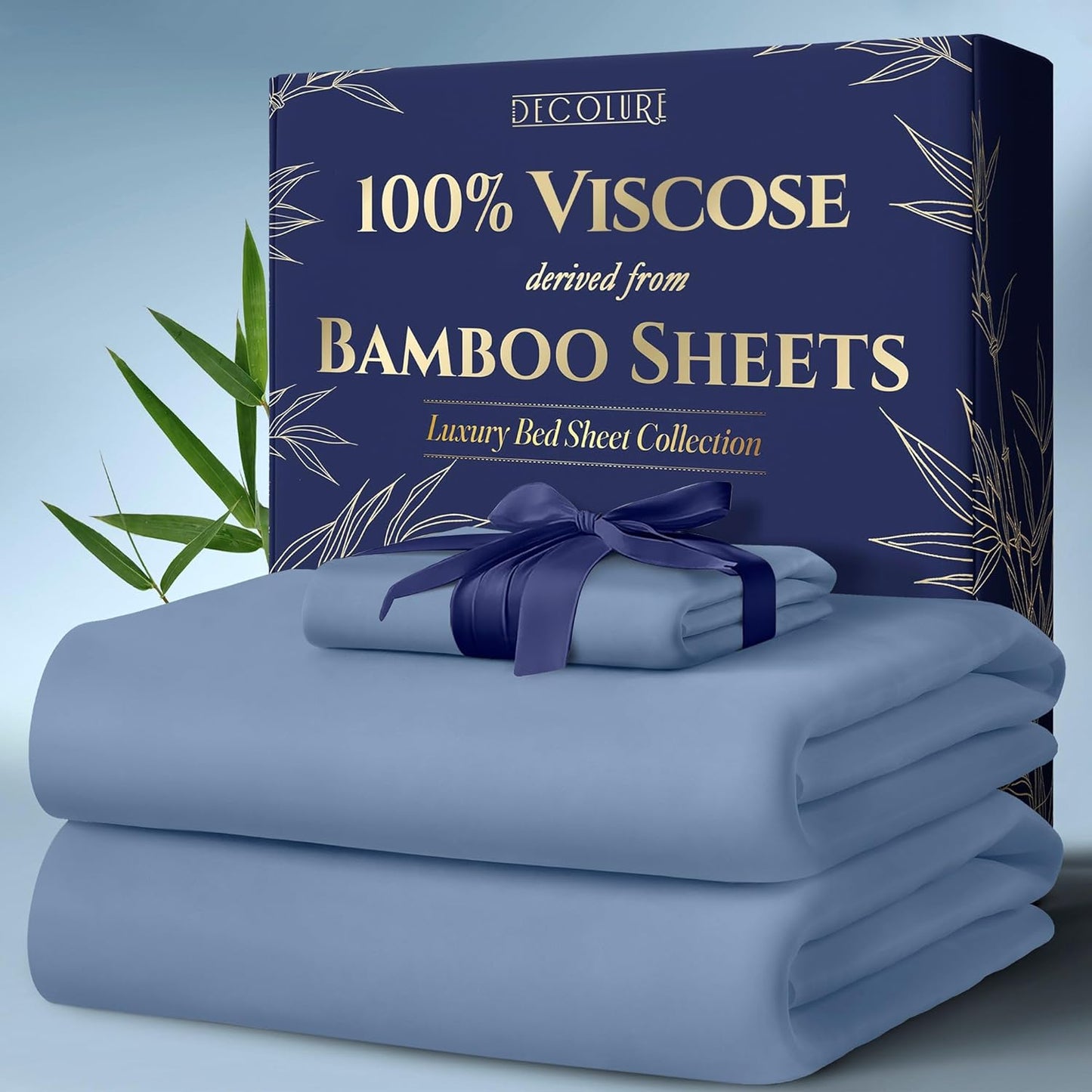 DECOLURE 100% Viscose Derived from Bamboo Sheets King Size 4pcs - Ultra Soft & Luxuriously Cooling, 17" Deep Pocket, Double Stitching, Perfect for Hot Sleepers - King Bed Sheets (White)