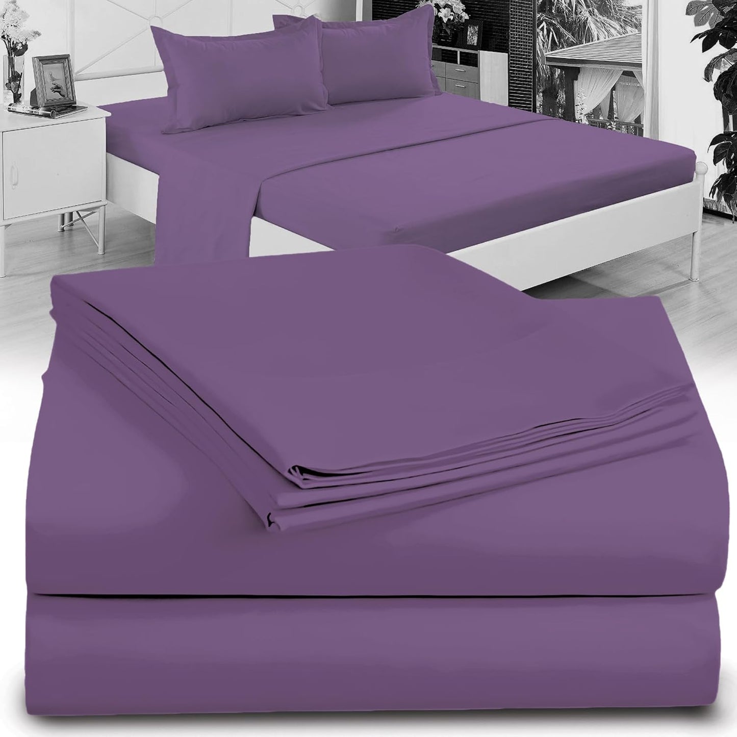 Full XL 100% Microfiber Double Brushed Sheet Set - Extra-Soft, Breathable & Wrinkle-Free - 15" Deep Pockets, 54" x 80" - Ideal for Extra Long Full Beds - 4PC Set (Full XL, White)