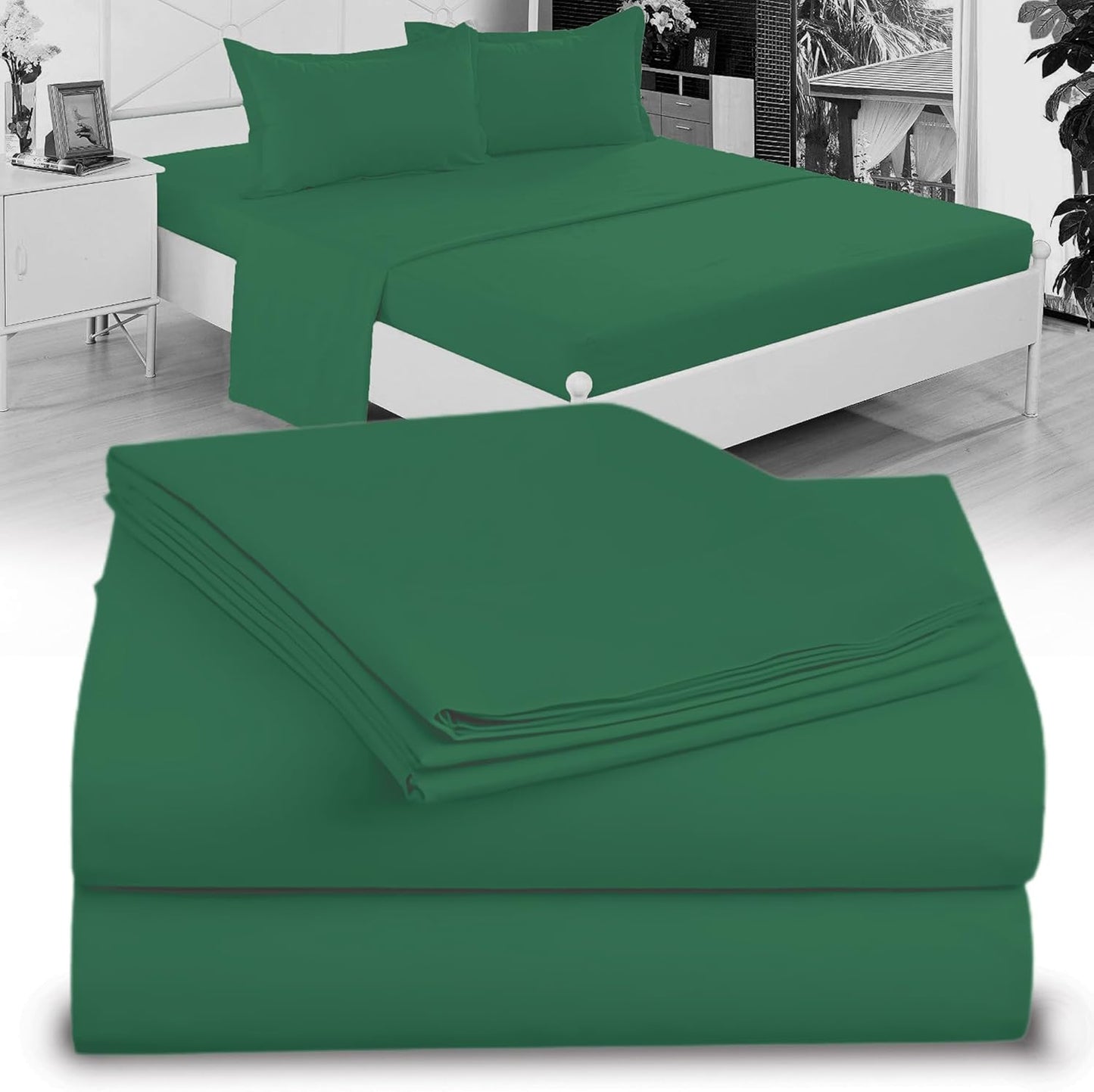 Full XL 100% Microfiber Double Brushed Sheet Set - Extra-Soft, Breathable & Wrinkle-Free - 15" Deep Pockets, 54" x 80" - Ideal for Extra Long Full Beds - 4PC Set (Full XL, White)