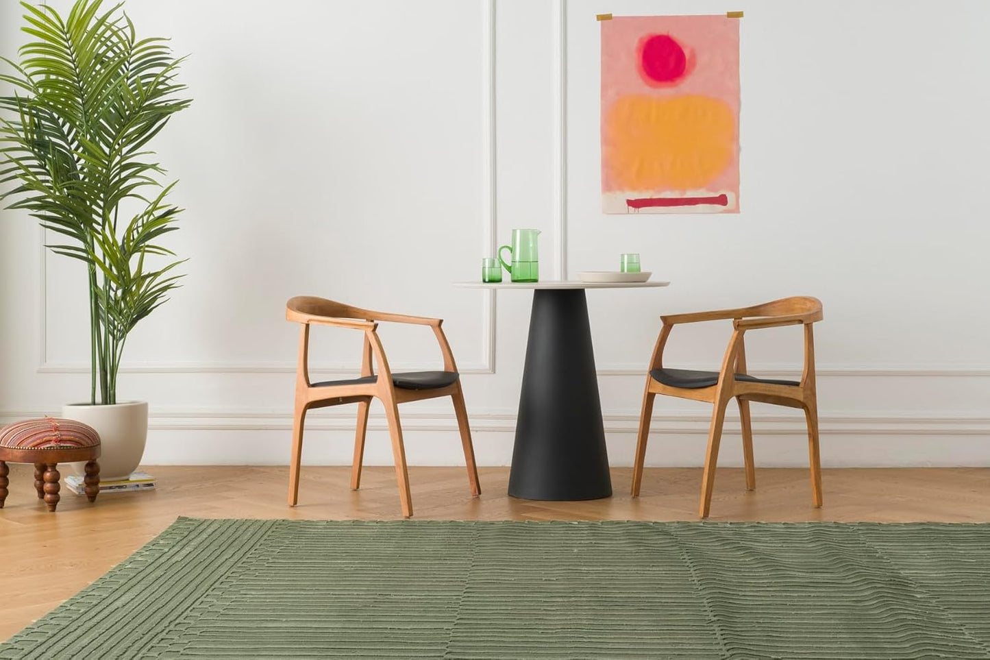 Soloba 6'7"x9' Washable Area Rug for Living Room Bedroom - 100% Recycled Oeko-TEX Certified, Medium Pile, Green