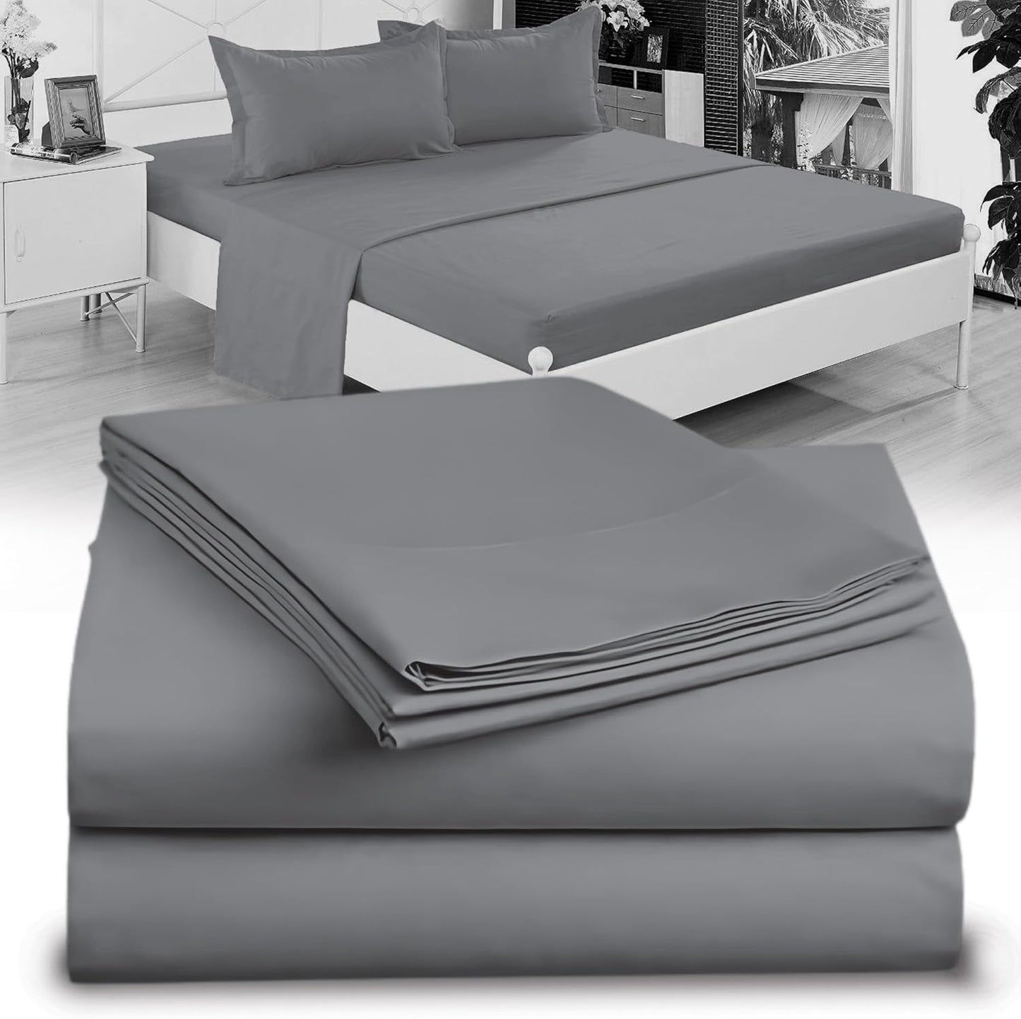Full XL 100% Microfiber Double Brushed Sheet Set - Extra-Soft, Breathable & Wrinkle-Free - 15" Deep Pockets, 54" x 80" - Ideal for Extra Long Full Beds - 4PC Set (Full XL, White)