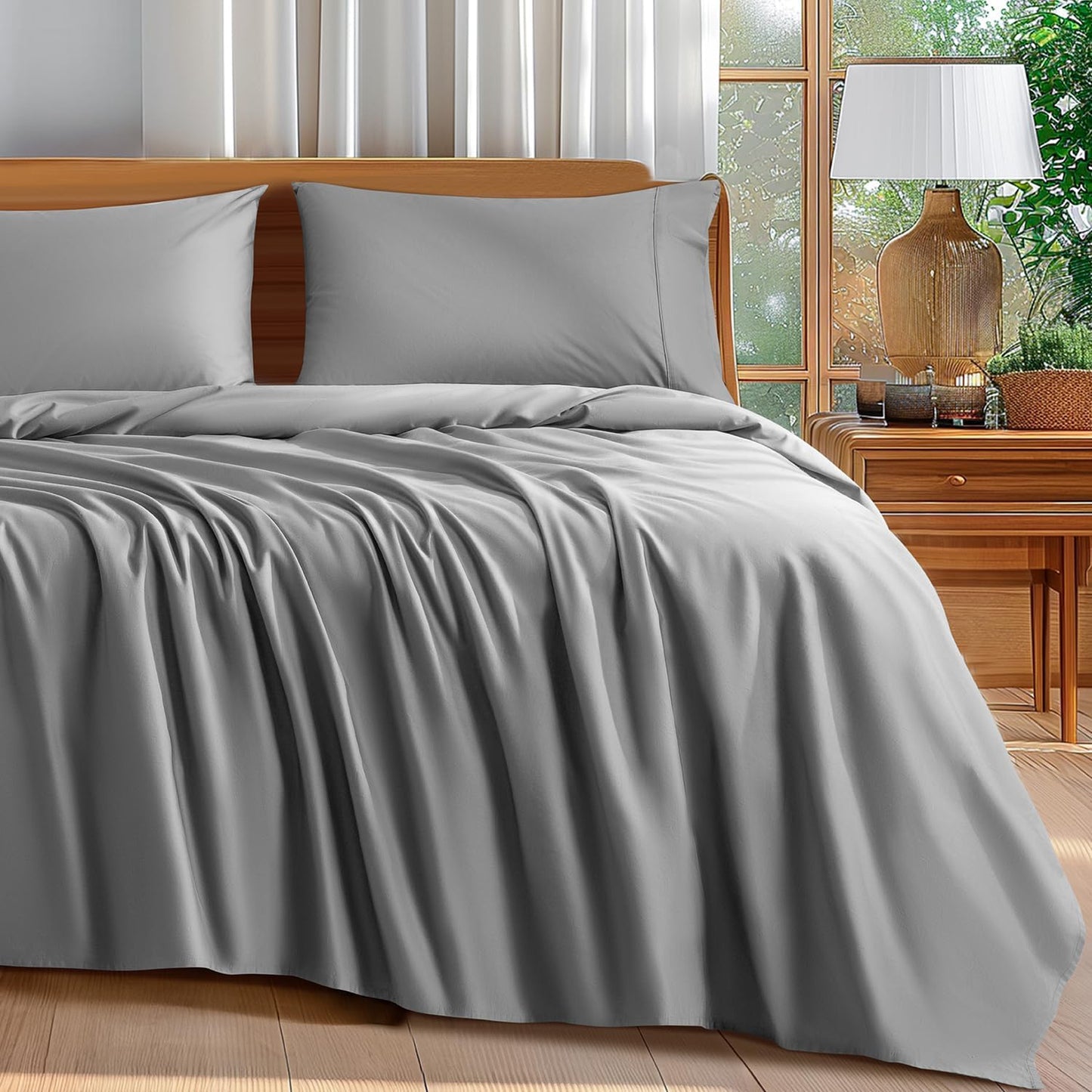 Shilucheng 100% Cotton Queen Size Sheets Set - 600 Thread Count，Luxury Egyptian Cotton Bed Sheets，5-Star Hotel Quality Sheets, Breathable & Cooling, 16 Inch Deep Pocket - 4 Piece (White, Queen)