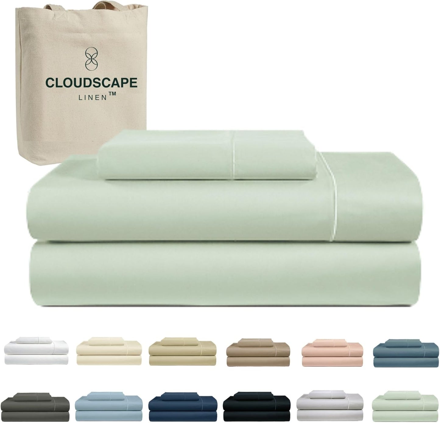 Cloud Scape Linen 100% Egyptian Cotton King Sheets Set – 1000 Thread Count, 4-Piece Soft Hotel Quality Bedding Set,Deep Pockets up to 16”, White