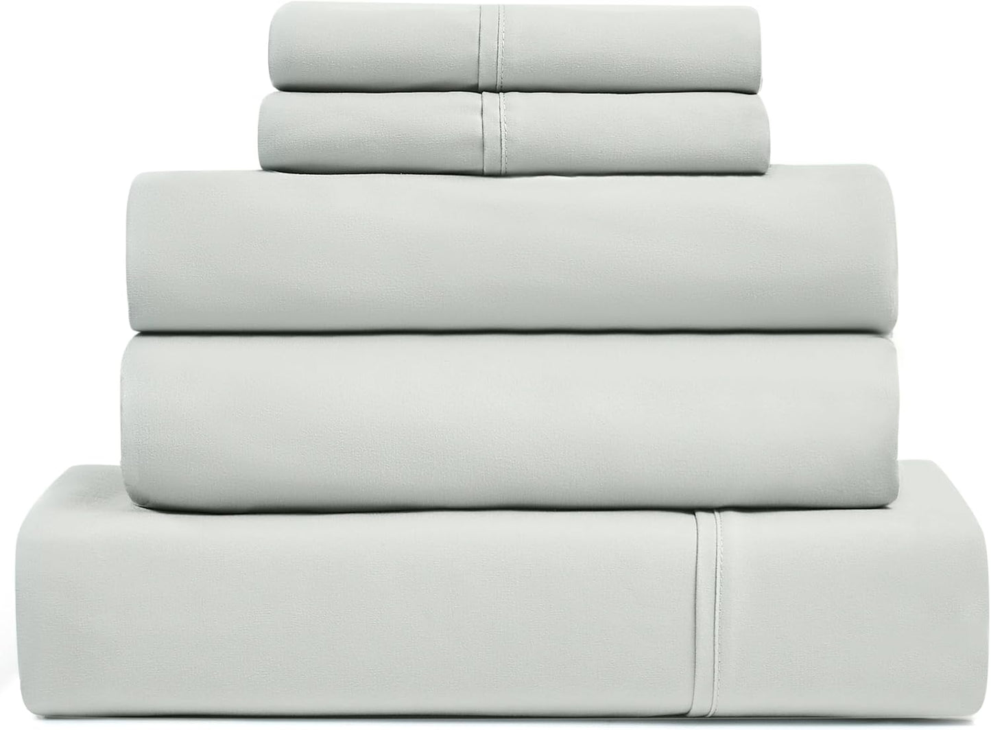UGG King Sheet Set 4-Piece Luxury Cooling Sheets Deep Pockets Premium Bedding with 2 Pillow Shams Hypoallergenic Machine Washable Soft Lightweight Bed Set for Bedroom, King, White (Hedi)