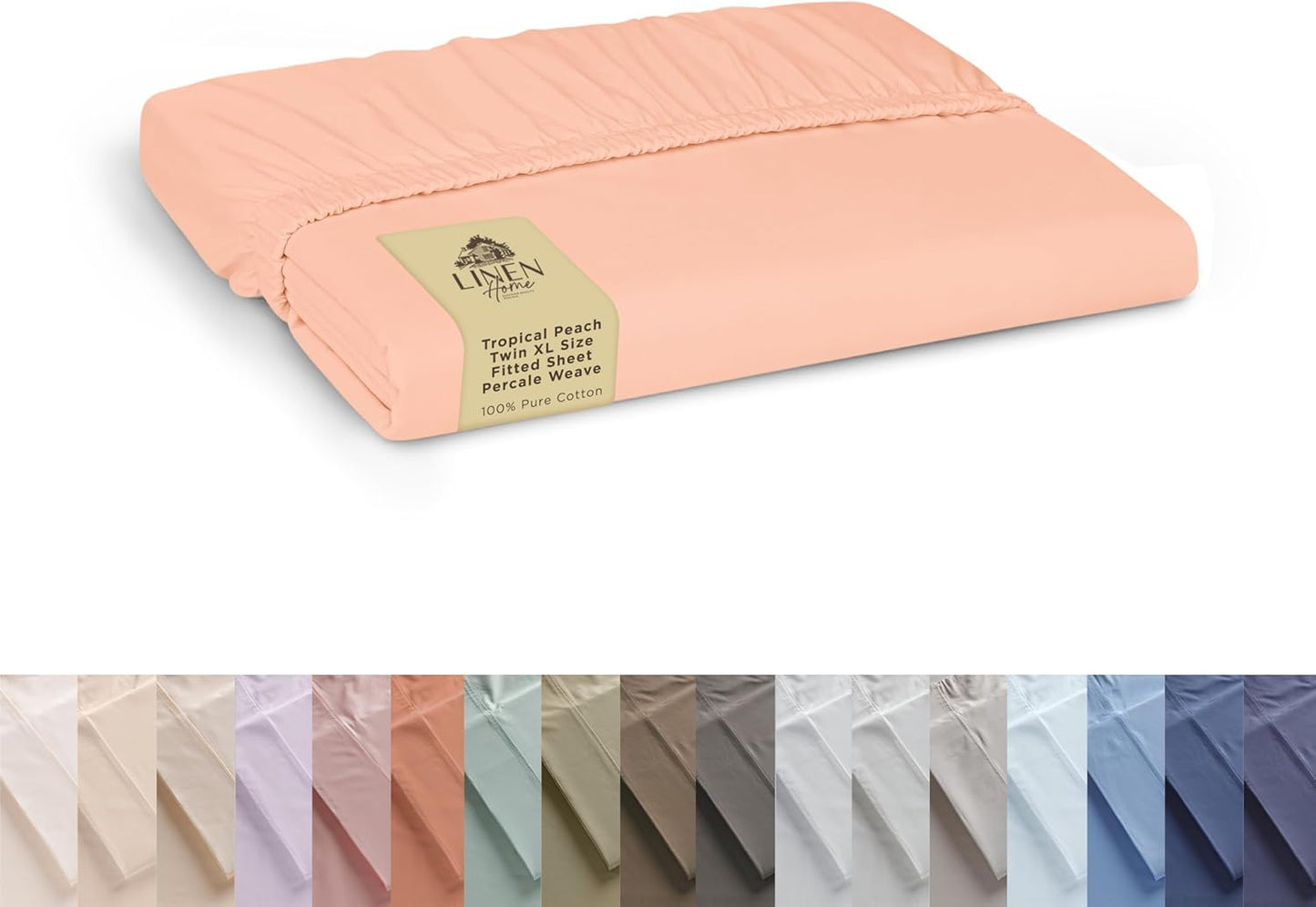 Linen Home 100% Cotton Percale Weave Fitted Sheet, Queen Size, White, 1 Deep Pocket Fitted Sheet, Fits Mattress Upto 16" Crisp and Cool Strong Bed Linen, 60"X80"+15"