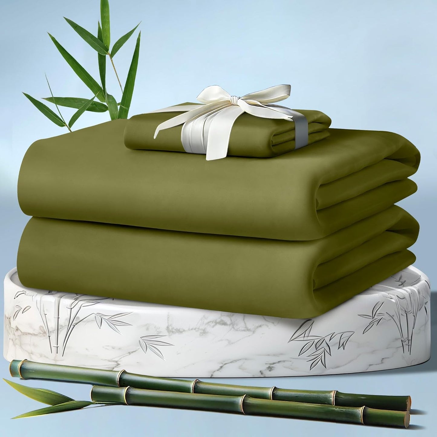DECOLURE 100% Viscose Derived from Bamboo Sheets King Size 4pcs - Ultra Soft & Luxuriously Cooling, 17" Deep Pocket, Double Stitching, Perfect for Hot Sleepers - King Bed Sheets (White)