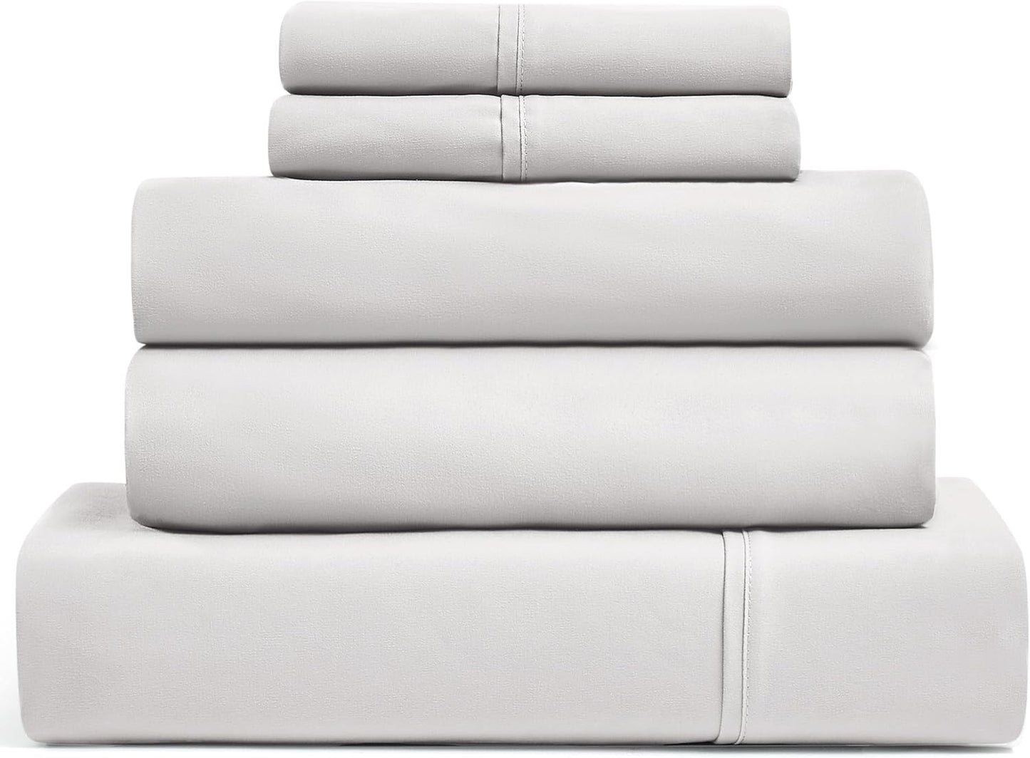 UGG King Sheet Set 4-Piece Luxury Cooling Sheets Deep Pockets Premium Bedding with 2 Pillow Shams Hypoallergenic Machine Washable Soft Lightweight Bed Set for Bedroom, King, White (Hedi)