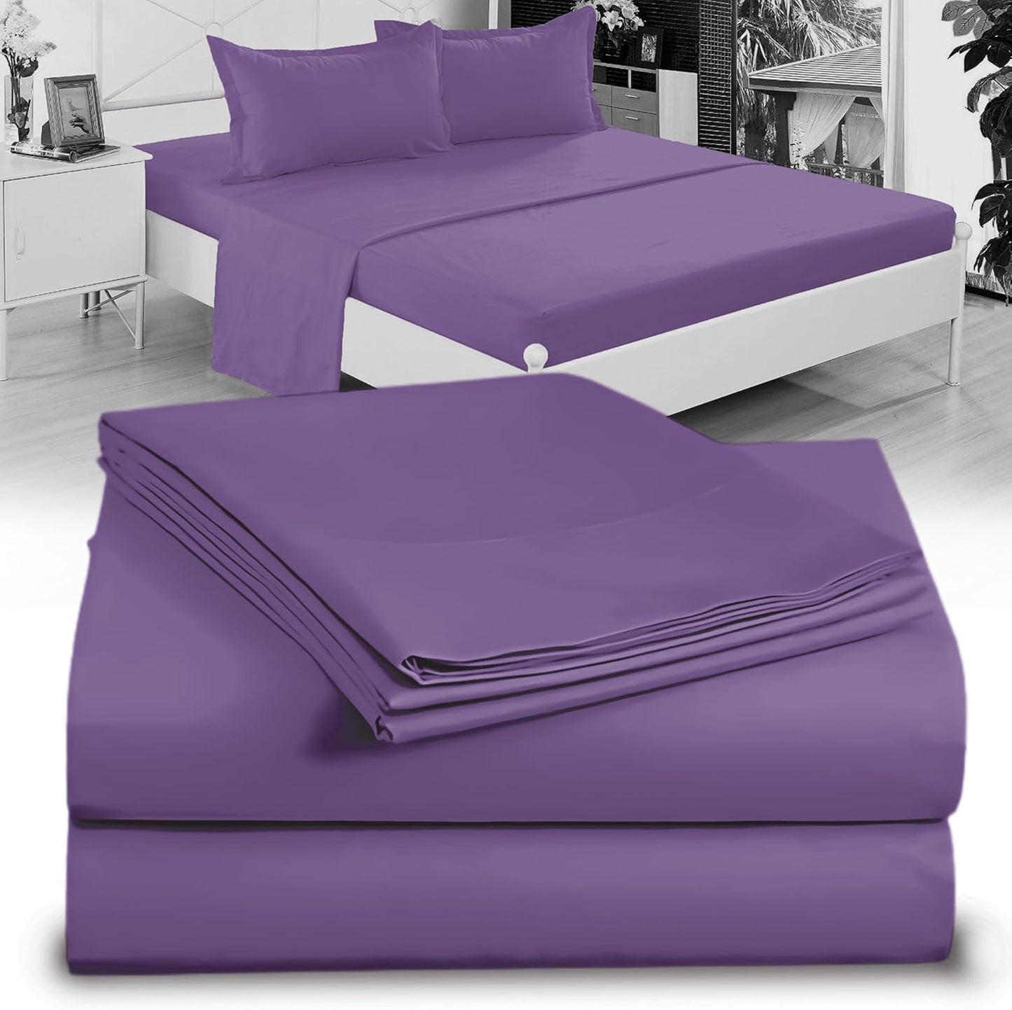 Full XL 100% Microfiber Double Brushed Sheet Set - Extra-Soft, Breathable & Wrinkle-Free - 15" Deep Pockets, 54" x 80" - Ideal for Extra Long Full Beds - 4PC Set (Full XL, White)