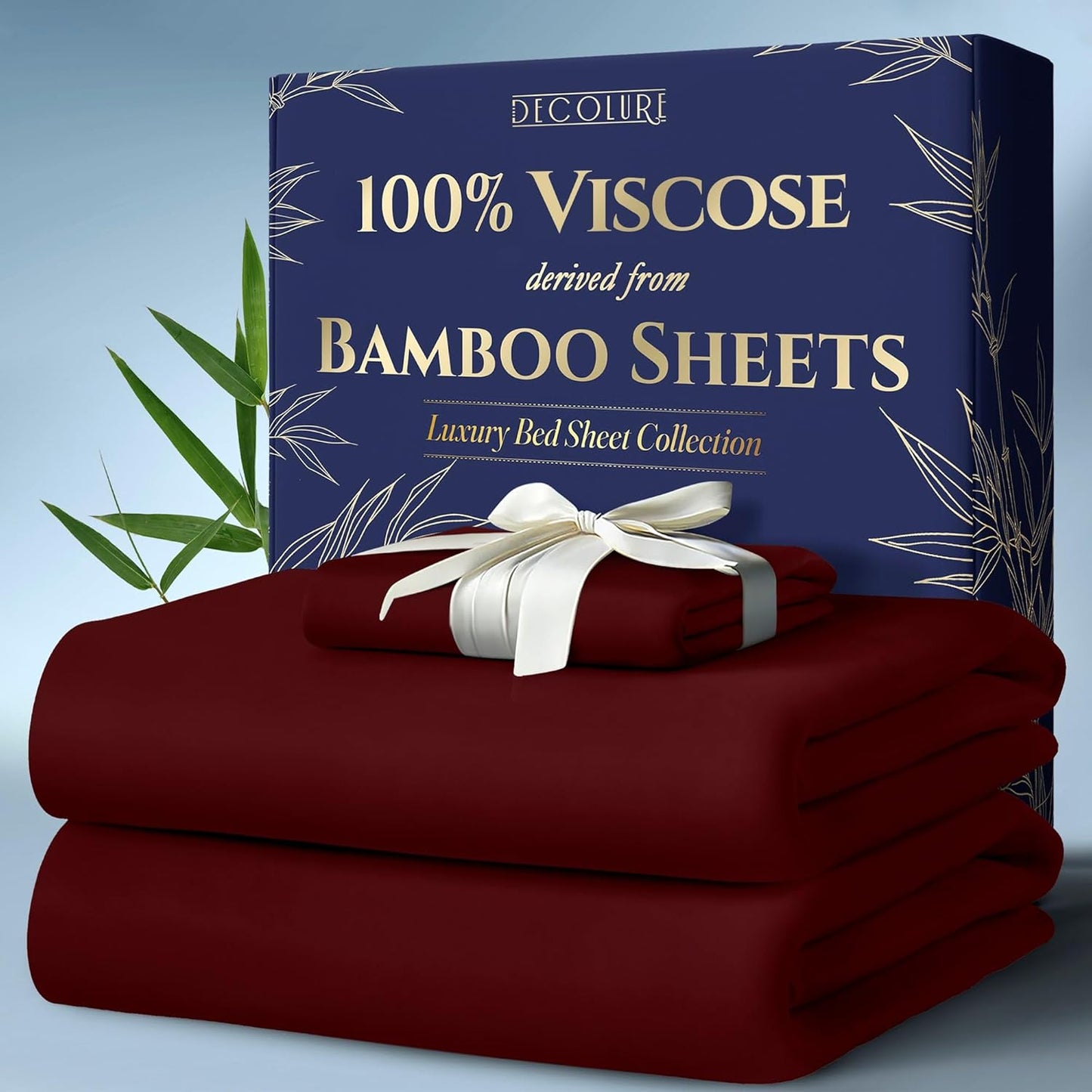 DECOLURE 100% Viscose Derived from Bamboo Sheets King Size 4pcs - Ultra Soft & Luxuriously Cooling, 17" Deep Pocket, Double Stitching, Perfect for Hot Sleepers - King Bed Sheets (White)