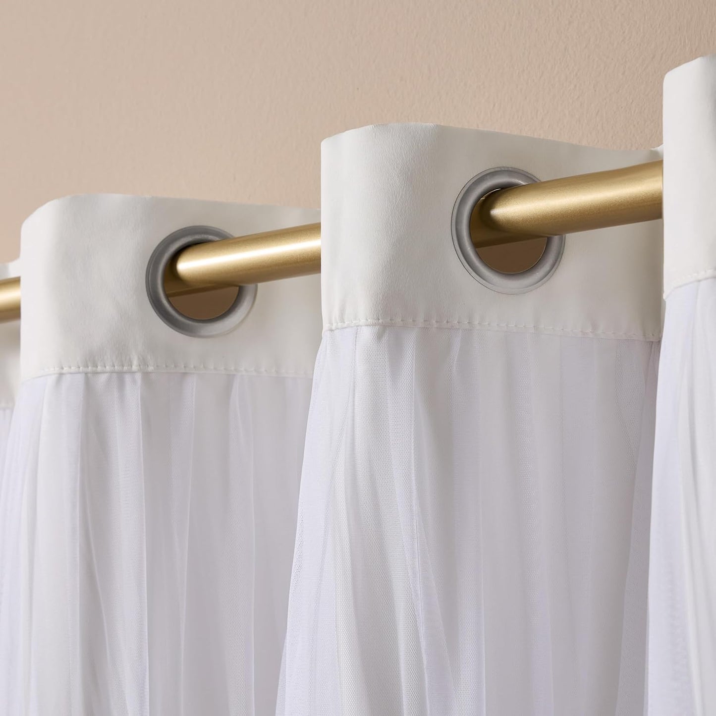 TOWN & COUNTRY LUXE Talia Double Layer Indoor Curtains, Sheer and Room Darkening Blackout, Grommet Top, Energy Efficient, 2-Pack Set, 52"x96", Winter White