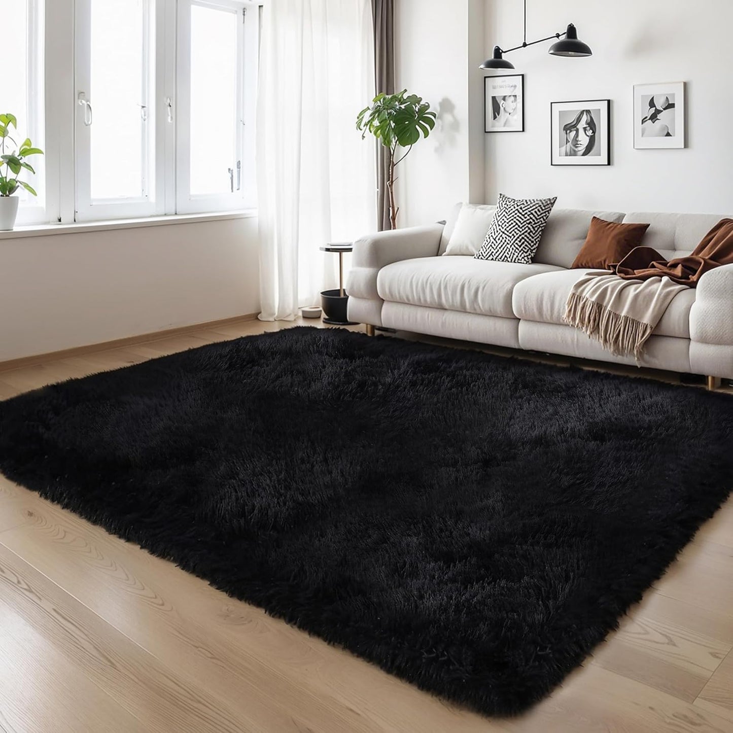 4x6 Light Grey Fluffy Shag Area Rug for Bedroom, Ultra Soft Fuzzy Plush Washable Carpet for Living Room, Modern Cozy Non Skid Furry Shaggy Rug for Kids Baby Boys Nursery Dorm,Tie-Dye Gray