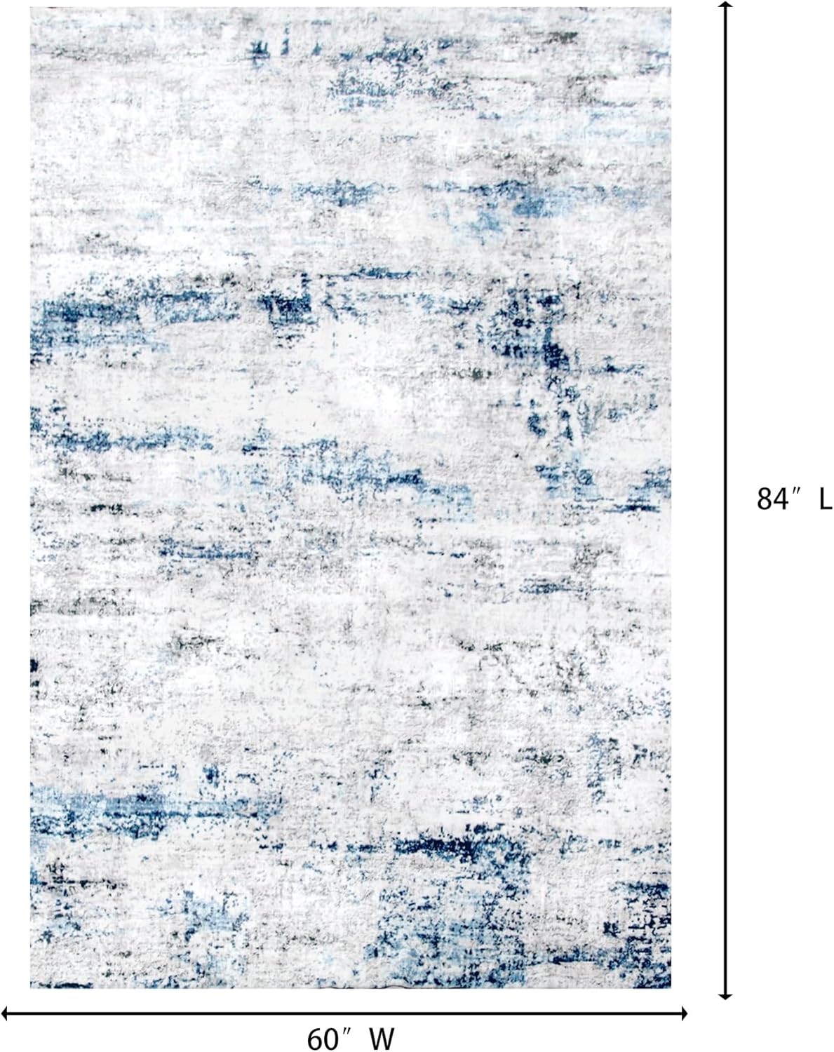 Area Rug Living Room Rugs: 5x7 Large Soft Indoor Carpet Modern Abstract Rug with Non Slip Rubber Backing for Under Dining Table Nursery Home Office Bedroom White Gray Blue