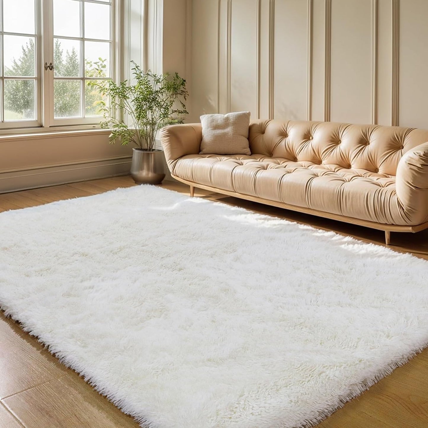 4x6 Light Grey Fluffy Shag Area Rug for Bedroom, Ultra Soft Fuzzy Plush Washable Carpet for Living Room, Modern Cozy Non Skid Furry Shaggy Rug for Kids Baby Boys Nursery Dorm,Tie-Dye Gray