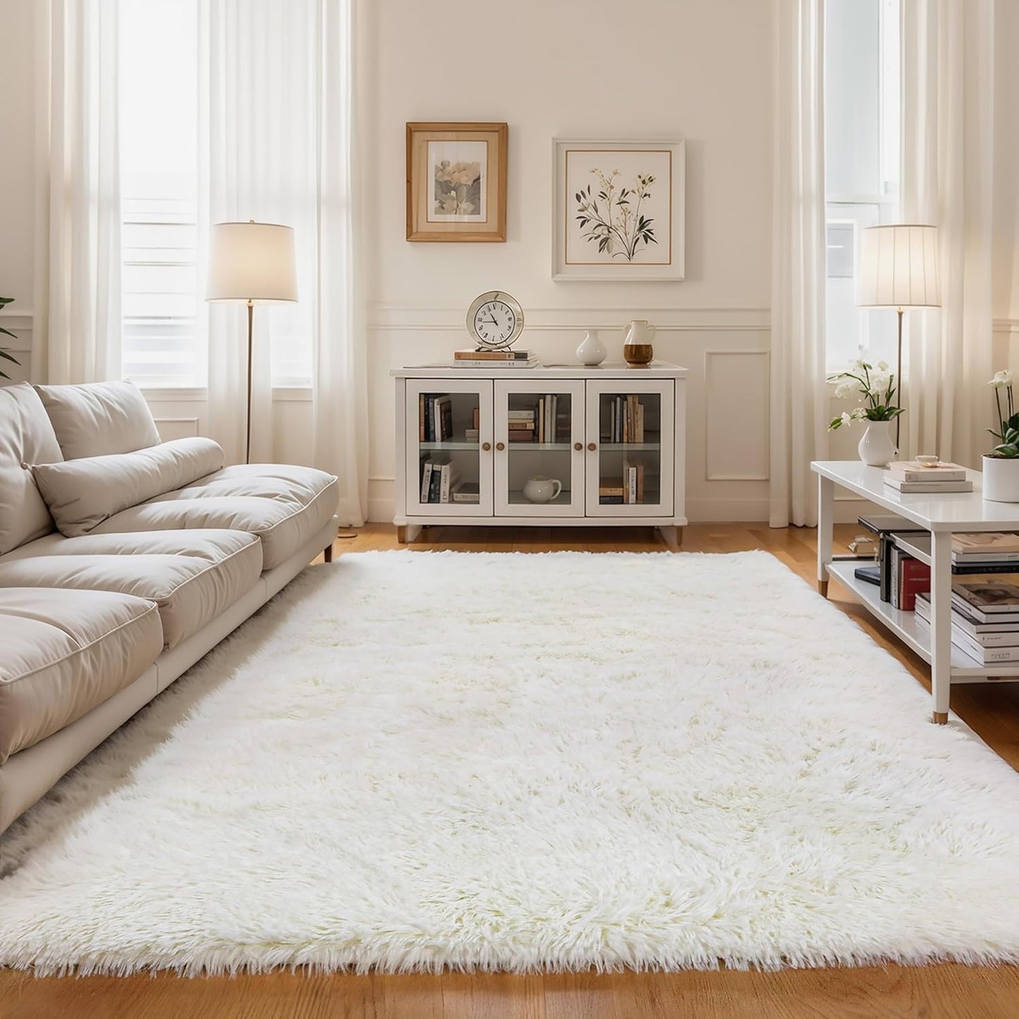 4x6 Light Grey Fluffy Shag Area Rug for Bedroom, Ultra Soft Fuzzy Plush Washable Carpet for Living Room, Modern Cozy Non Skid Furry Shaggy Rug for Kids Baby Boys Nursery Dorm,Tie-Dye Gray