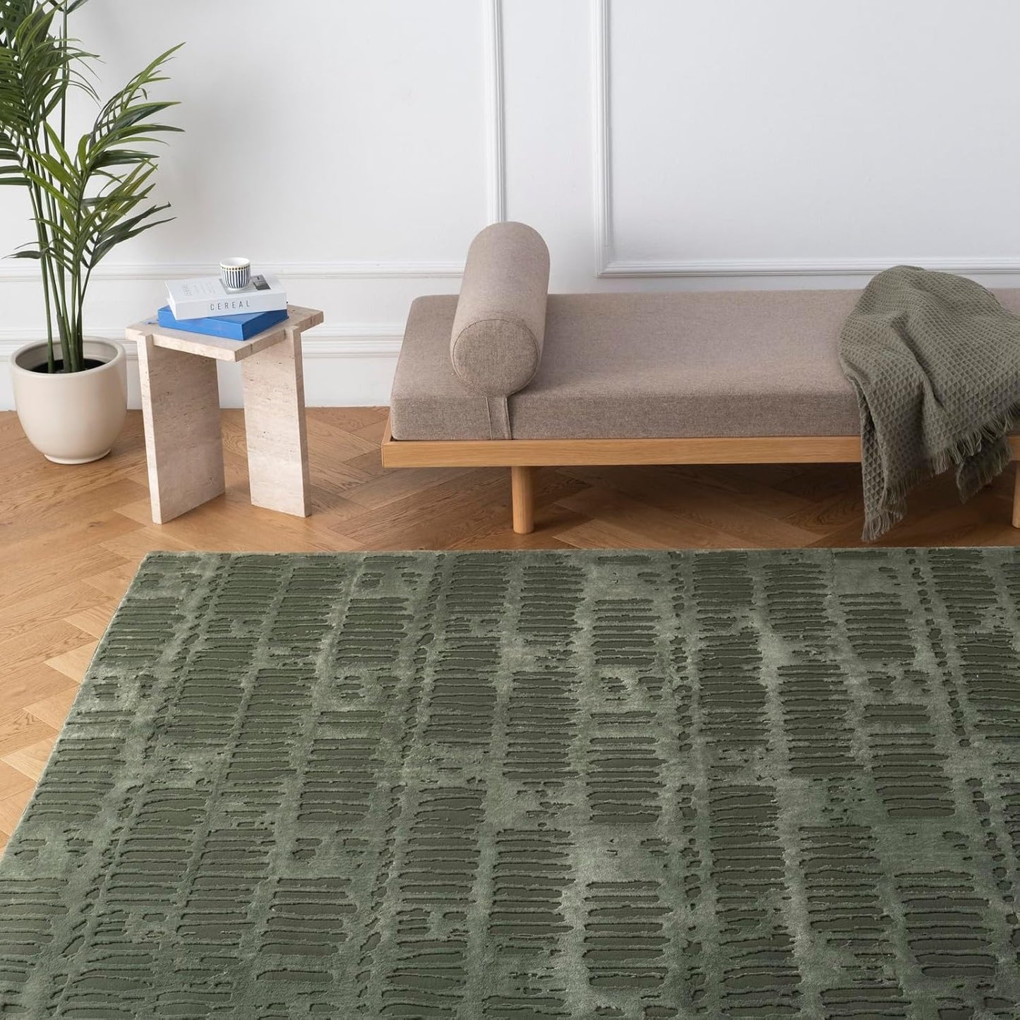 Shell 7'10"x10' Washable Area Rug for Living Room Bedroom - 100% Recycled Oeko-TEX Certified, Medium Pile, Beige, Cream