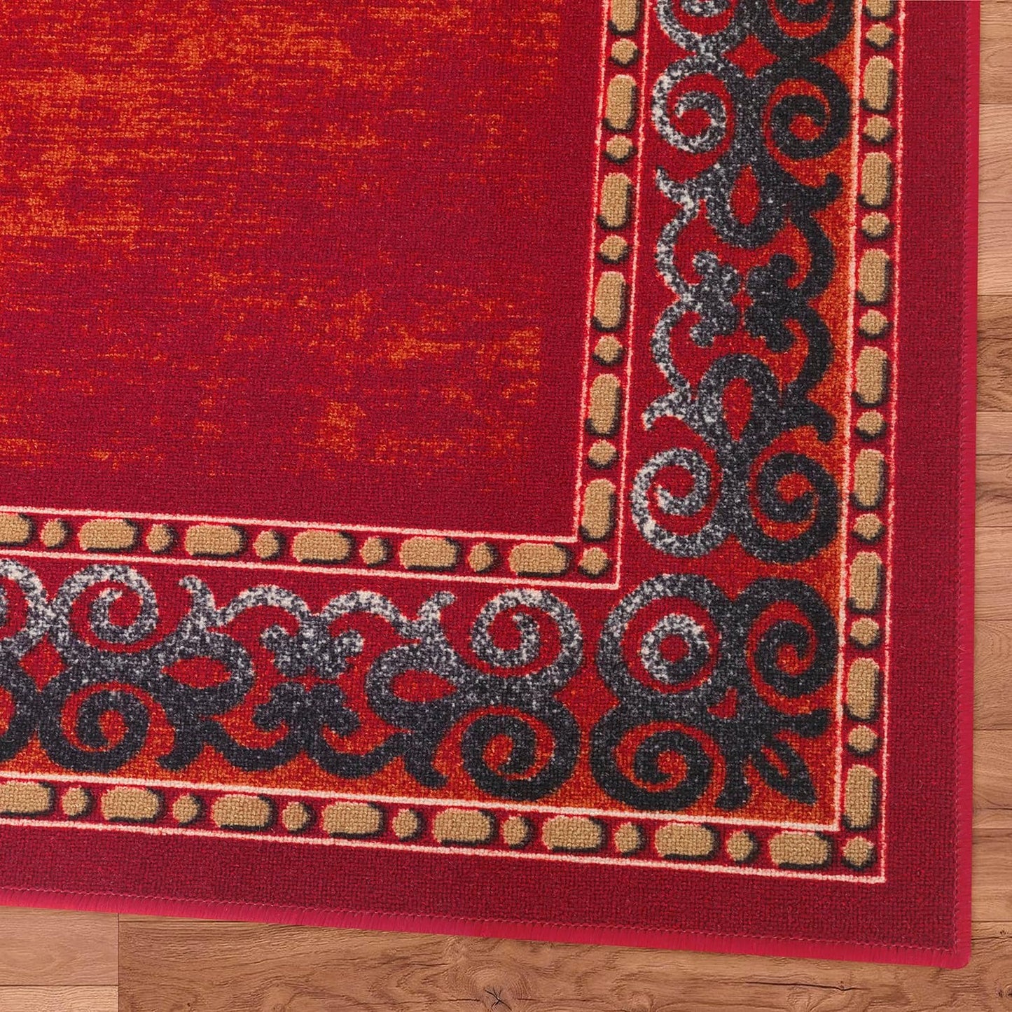 Antep Rugs Alfombras Bordered Modern 5x7 Non-Slip (Non-Skid) Low Pile Rubber Backing Indoor Area Rug (Maroon Red, 5' x 7')