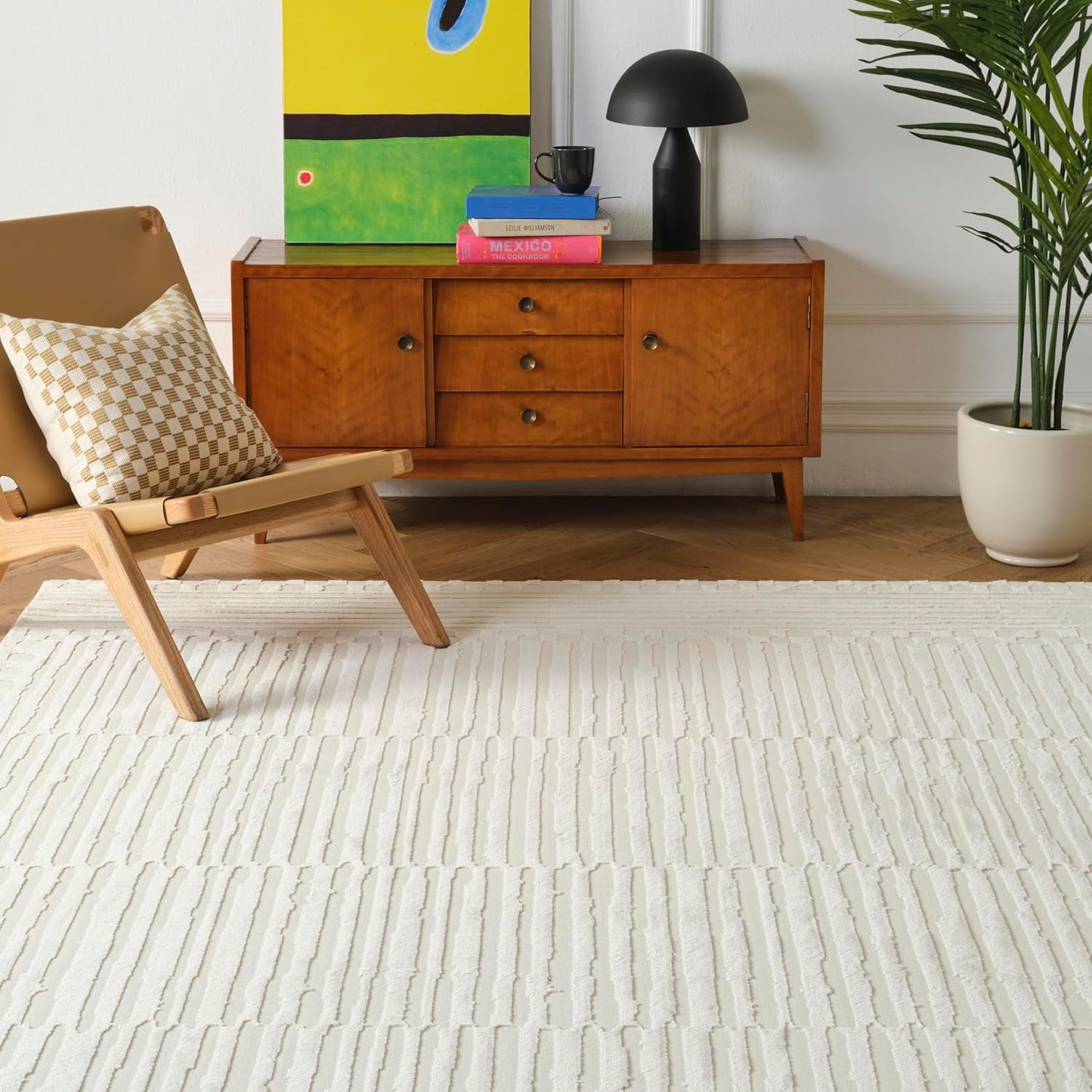 Soloba 6'7"x9' Washable Area Rug for Living Room Bedroom - 100% Recycled Oeko-TEX Certified, Medium Pile, Green
