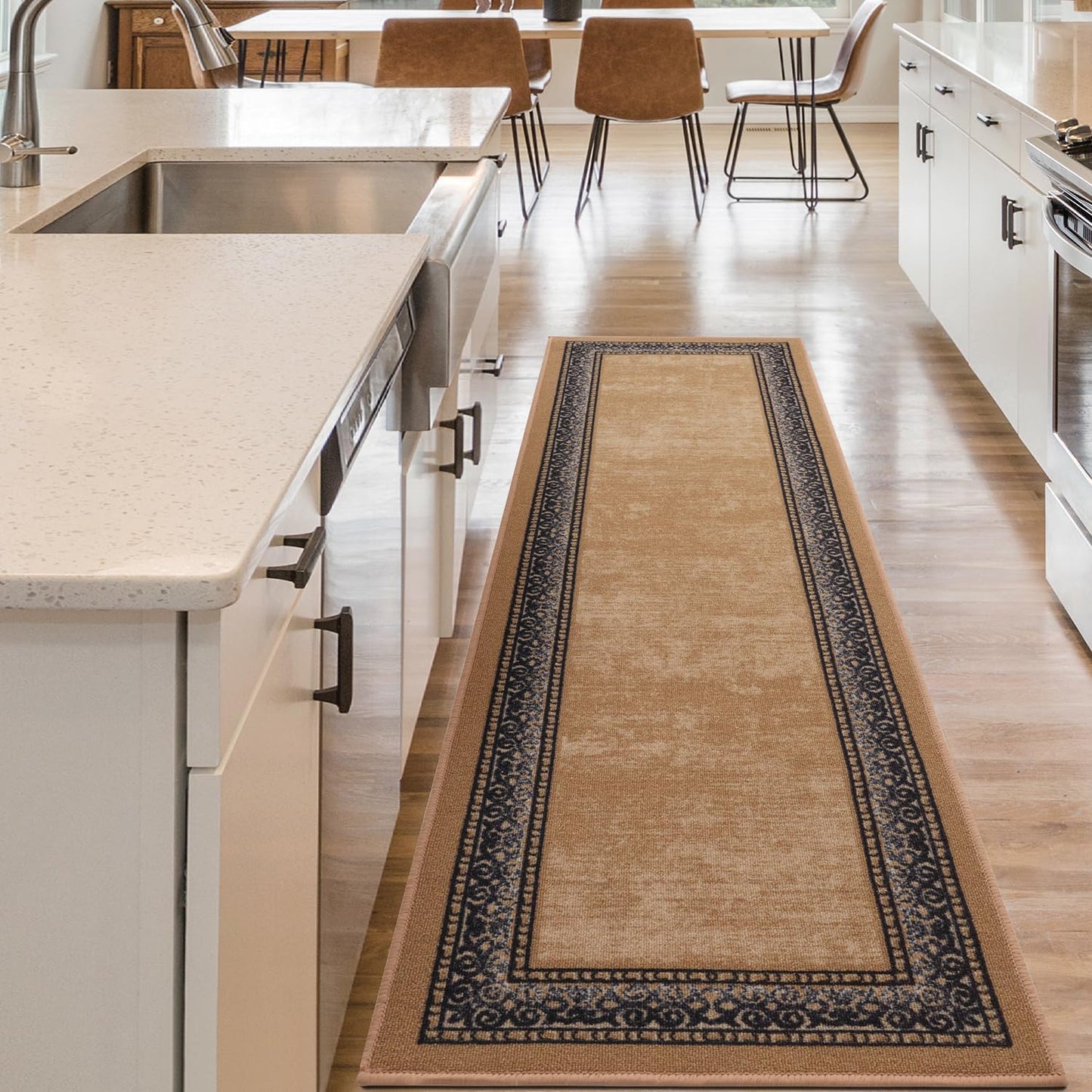 Antep Rugs Alfombras Bordered Modern 5x7 Non-Slip (Non-Skid) Low Pile Rubber Backing Indoor Area Rug (Maroon Red, 5' x 7')