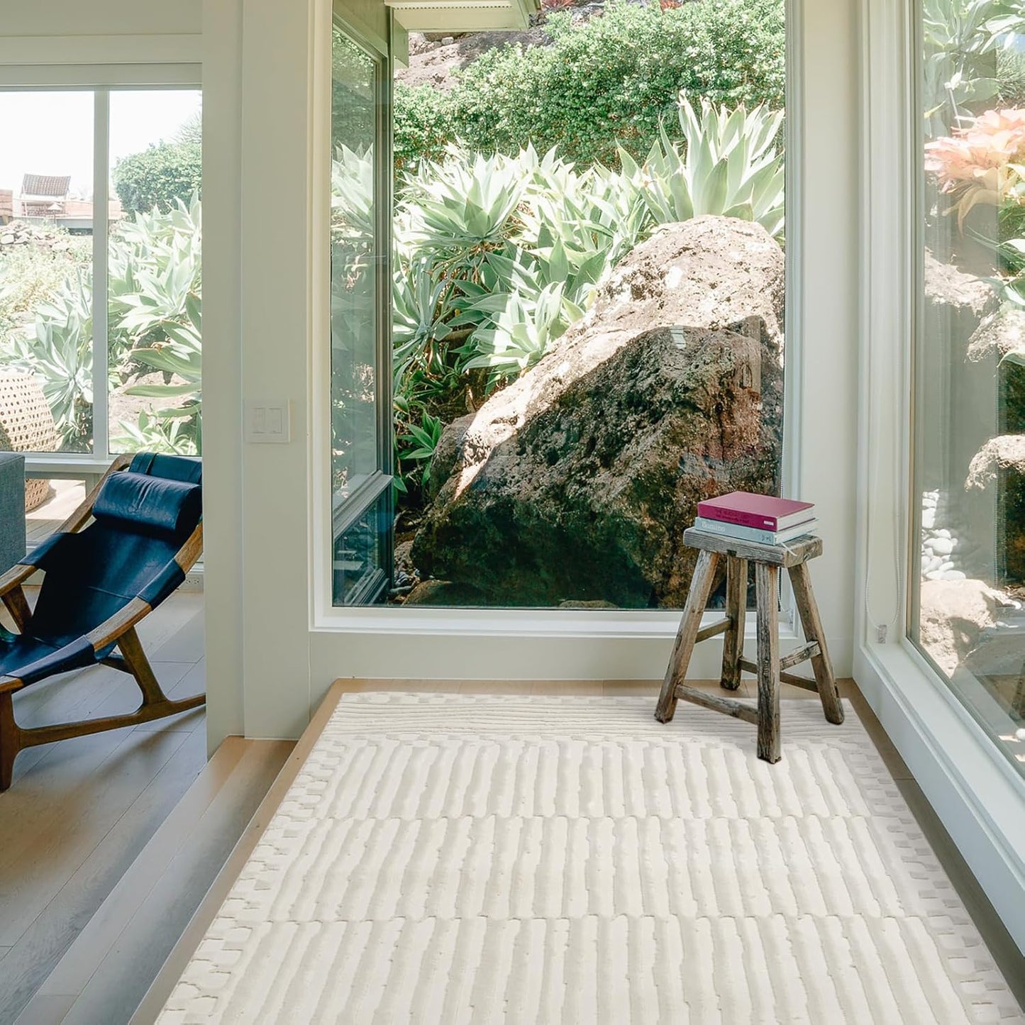 Soloba 6'7"x9' Washable Area Rug for Living Room Bedroom - 100% Recycled Oeko-TEX Certified, Medium Pile, Green
