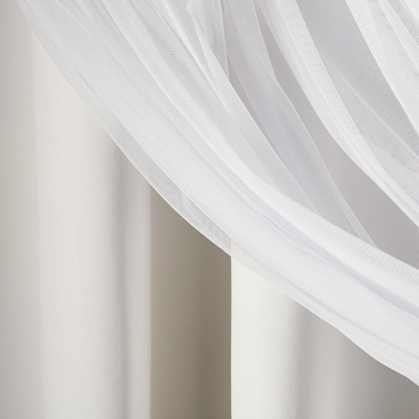 TOWN & COUNTRY LUXE Talia Double Layer Indoor Curtains, Sheer and Room Darkening Blackout, Grommet Top, Energy Efficient, 2-Pack Set, 52"x96", Winter White