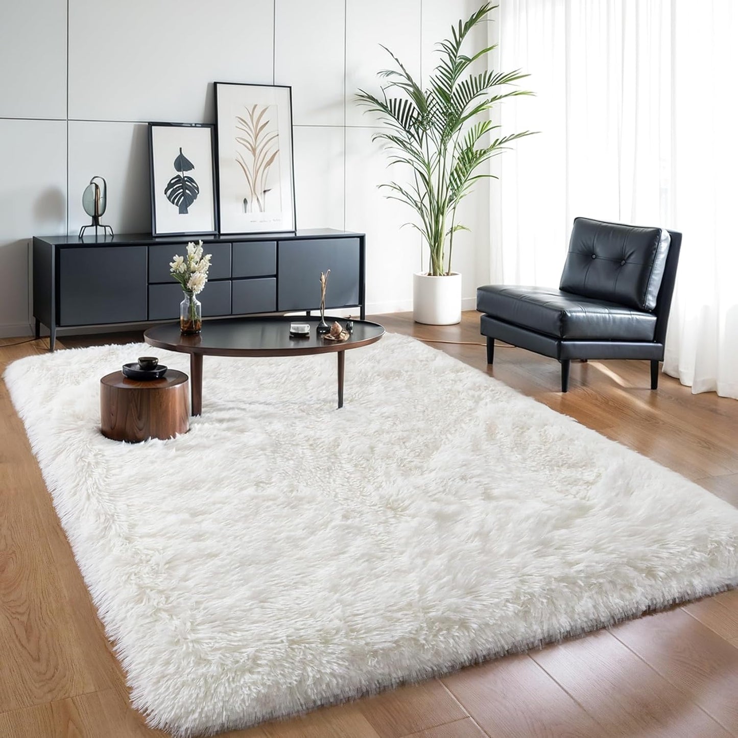 4x6 Light Grey Fluffy Shag Area Rug for Bedroom, Ultra Soft Fuzzy Plush Washable Carpet for Living Room, Modern Cozy Non Skid Furry Shaggy Rug for Kids Baby Boys Nursery Dorm,Tie-Dye Gray