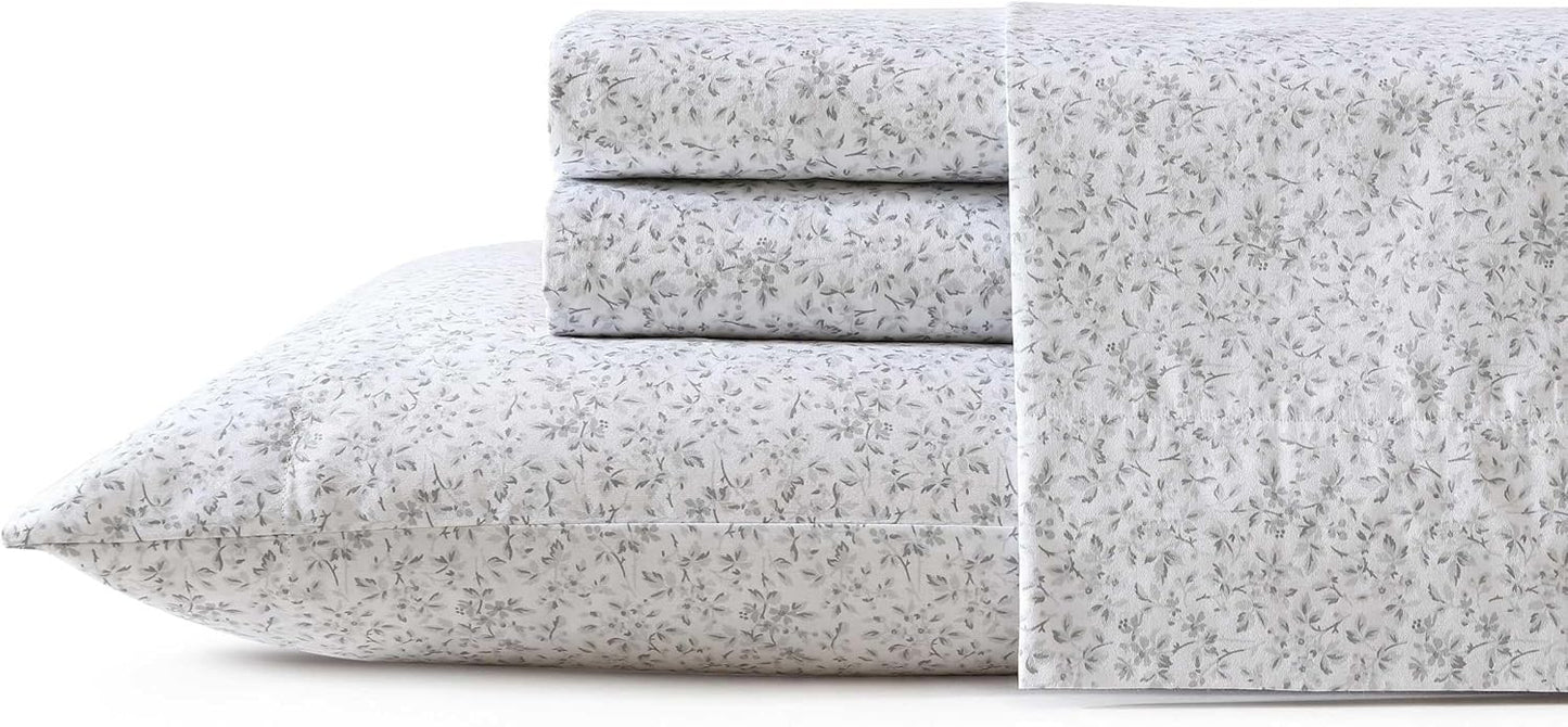 Laura Ashley - Queen Bed Sheets, Smooth & Silky Sateen Cotton Bedding with Matching Pillowcases, Deep Pocket, Oeko-Tex Certified (Ramona Blue)