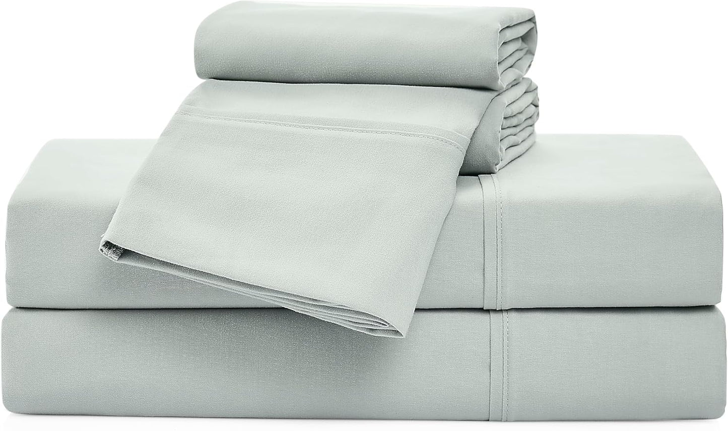 UGG King Sheet Set 4-Piece Luxury Cooling Sheets Deep Pockets Premium Bedding with 2 Pillow Shams Hypoallergenic Machine Washable Soft Lightweight Bed Set for Bedroom, King, White (Hedi)
