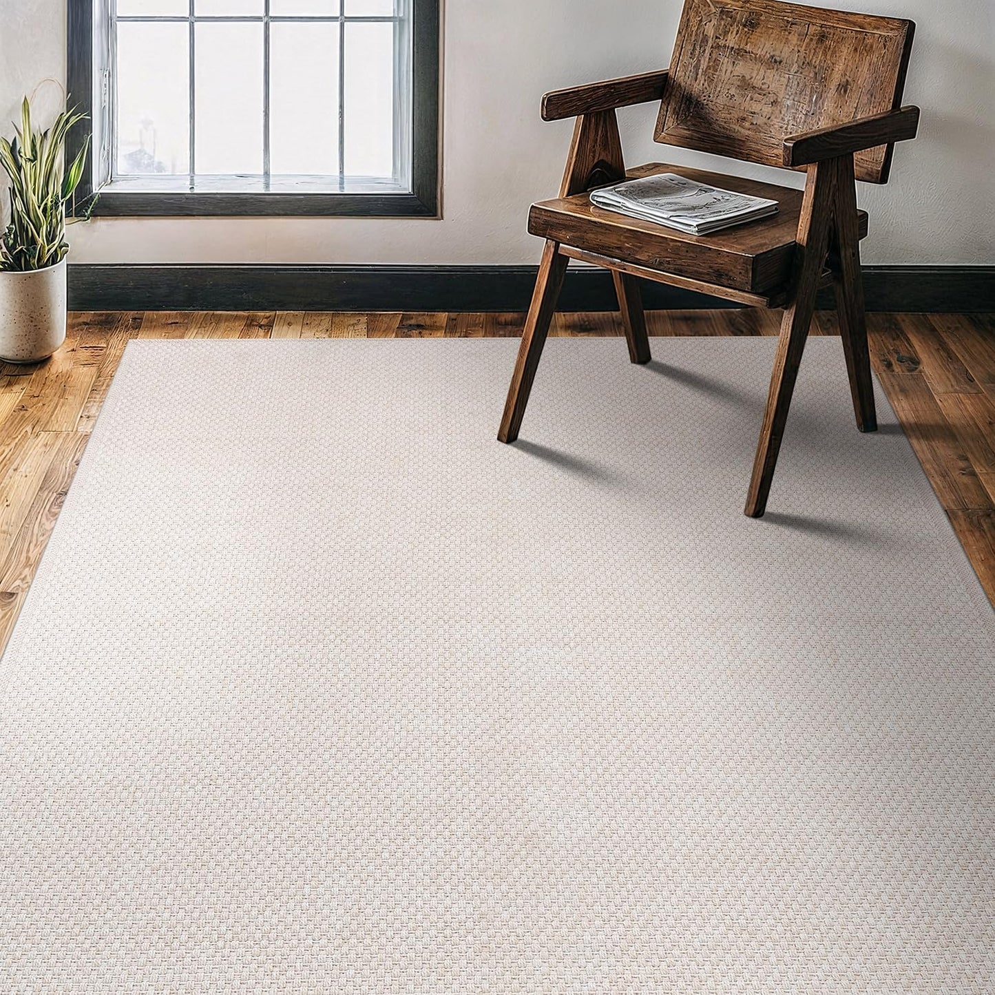 CAMILSON Easy Jute Rug 8x10, Indoor Outdoor Natural Color Fiber Area Rugs for Living Room and Patio Rug Herringbone Seagrass Boho Woven Design Easy-Cleaning Washable Outside Carpet Alfombras 8 x 10