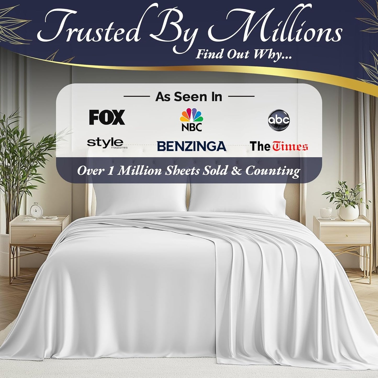 DECOLURE 100% Viscose Derived from Bamboo Sheets King Size 4pcs - Ultra Soft & Luxuriously Cooling, 17" Deep Pocket, Double Stitching, Perfect for Hot Sleepers - King Bed Sheets (White)