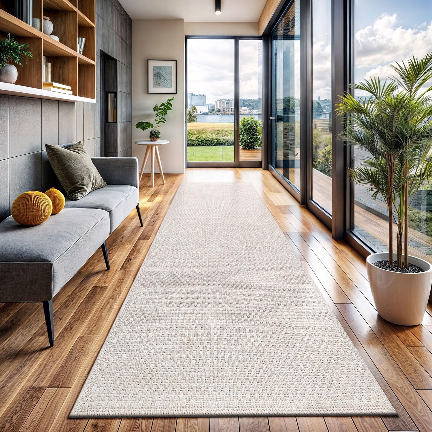 CAMILSON Easy Jute Rug 8x10, Indoor Outdoor Natural Color Fiber Area Rugs for Living Room and Patio Rug Herringbone Seagrass Boho Woven Design Easy-Cleaning Washable Outside Carpet Alfombras 8 x 10