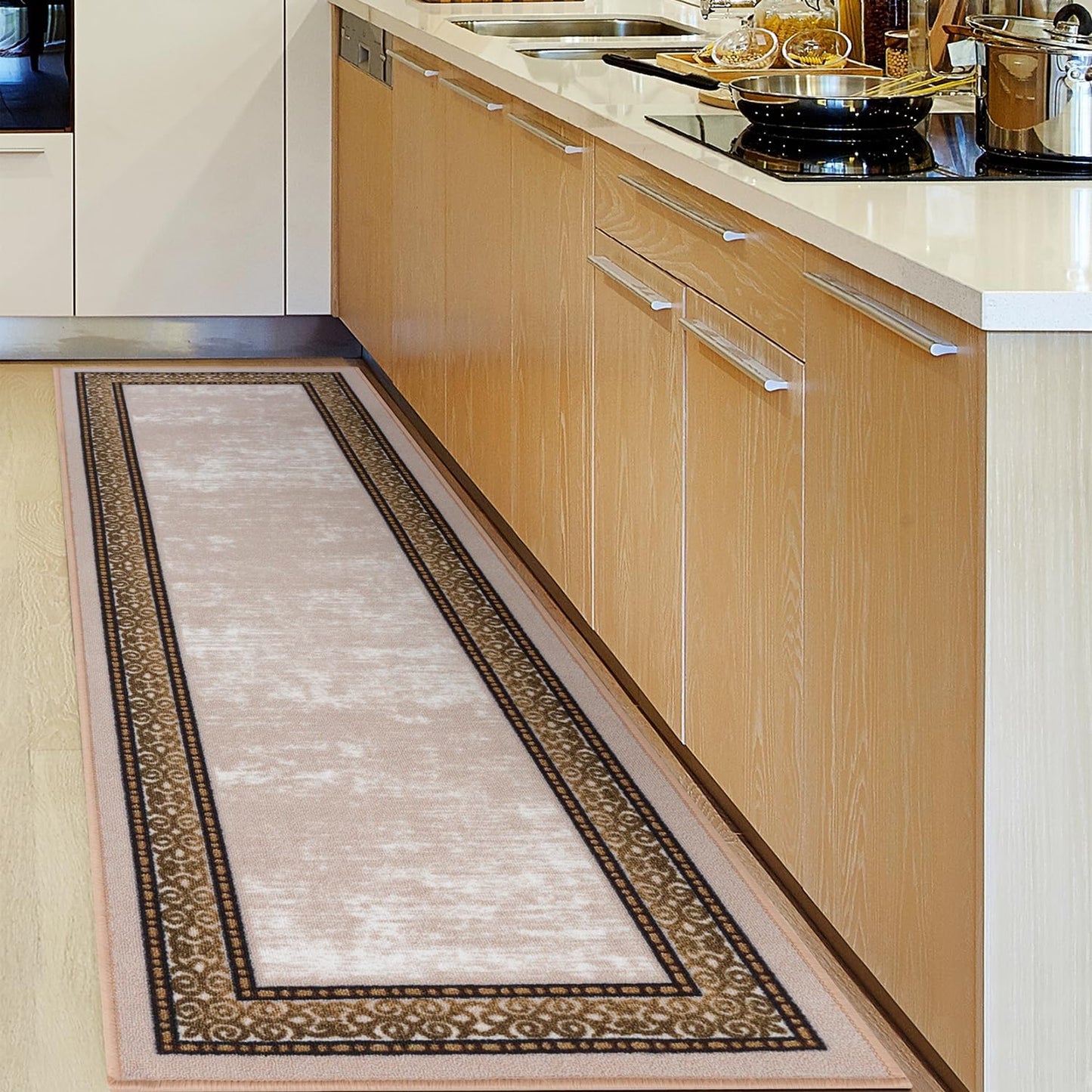 Antep Rugs Alfombras Bordered Modern 5x7 Non-Slip (Non-Skid) Low Pile Rubber Backing Indoor Area Rug (Maroon Red, 5' x 7')