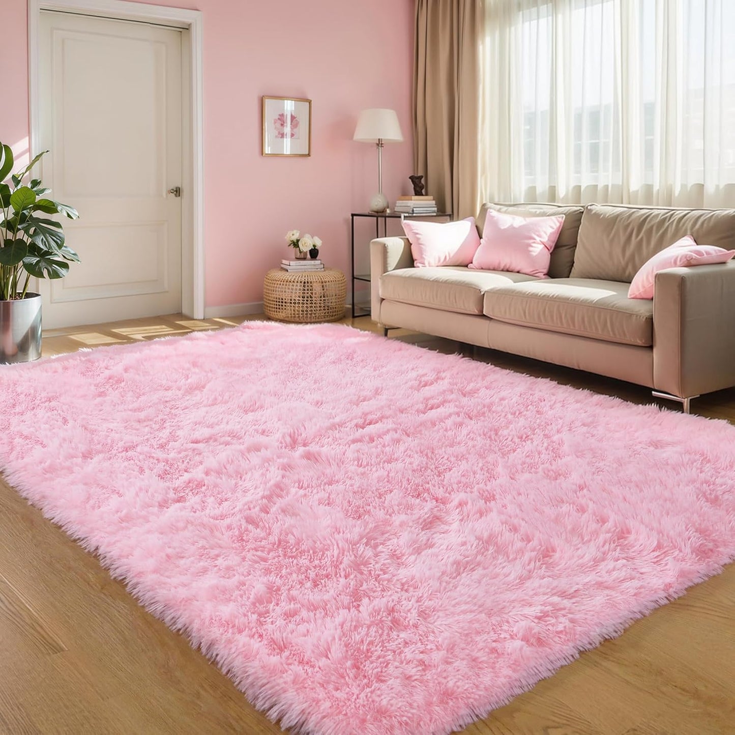 4x6 Light Grey Fluffy Shag Area Rug for Bedroom, Ultra Soft Fuzzy Plush Washable Carpet for Living Room, Modern Cozy Non Skid Furry Shaggy Rug for Kids Baby Boys Nursery Dorm,Tie-Dye Gray