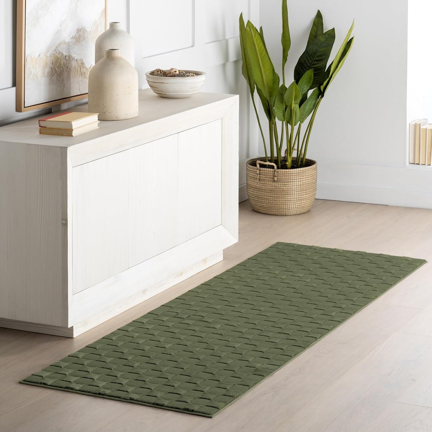 nuLOOM Alaiya Checkered 4x6 Machine Washable Area Rug for Living Room Bedroom Dining Room Kitchen, Green