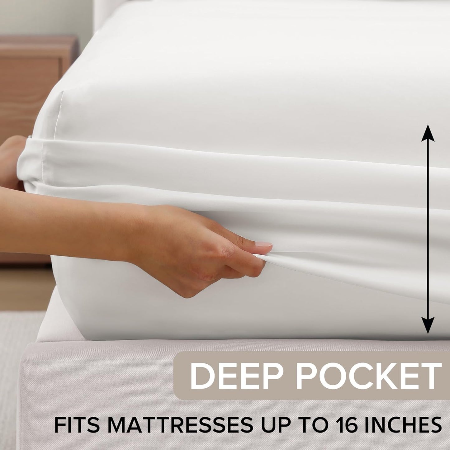 UGG King Sheet Set 4-Piece Luxury Cooling Sheets Deep Pockets Premium Bedding with 2 Pillow Shams Hypoallergenic Machine Washable Soft Lightweight Bed Set for Bedroom, King, White (Hedi)