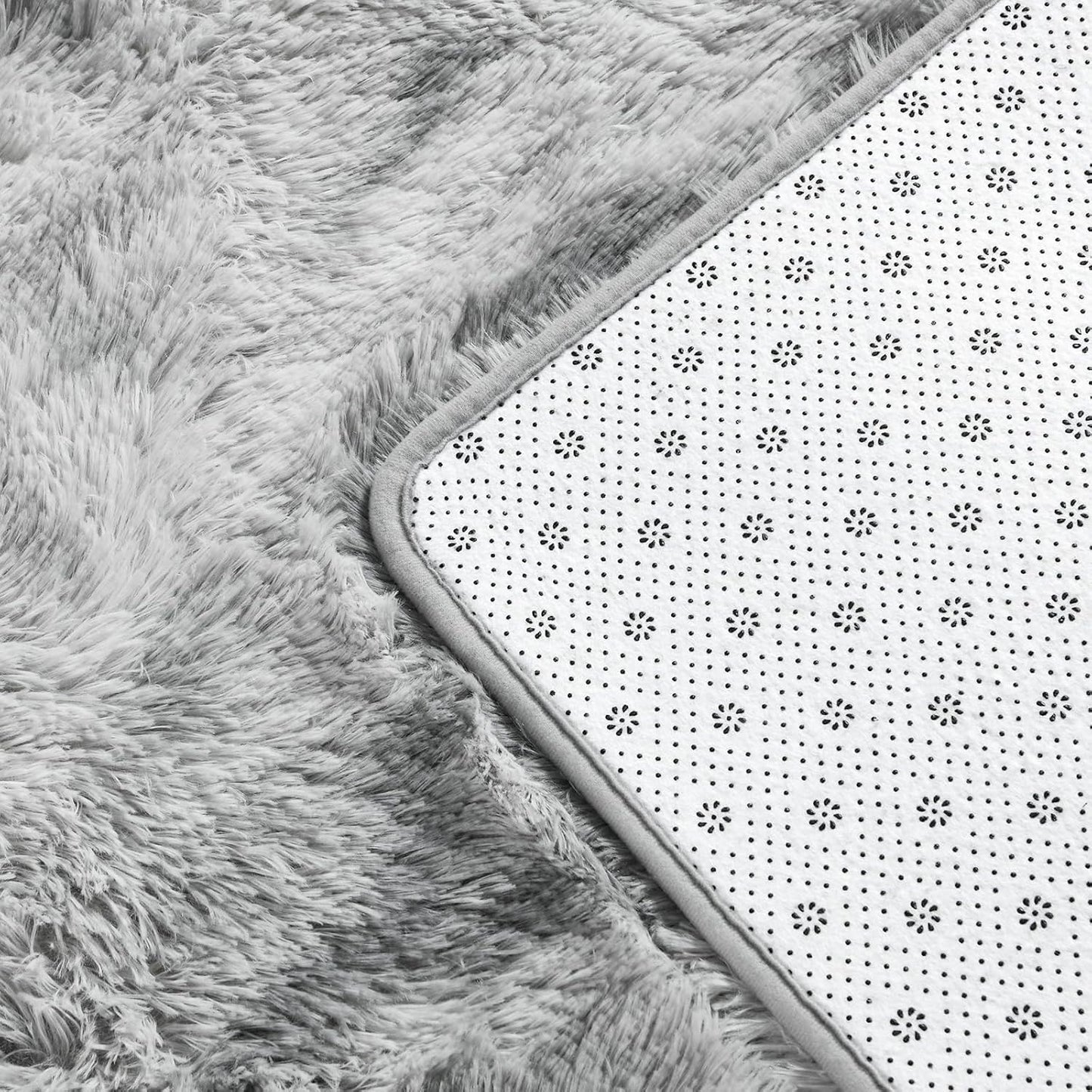 Large Shag Area Rugs 6 x 9, Tie-Dyed Plush Fuzzy Rug for Living Room, Ultra Soft Fluffy Furry Rugs for Bedroom, Indoor Carpet Nursery Rugs for Kids Room Home Decor, Light Grey