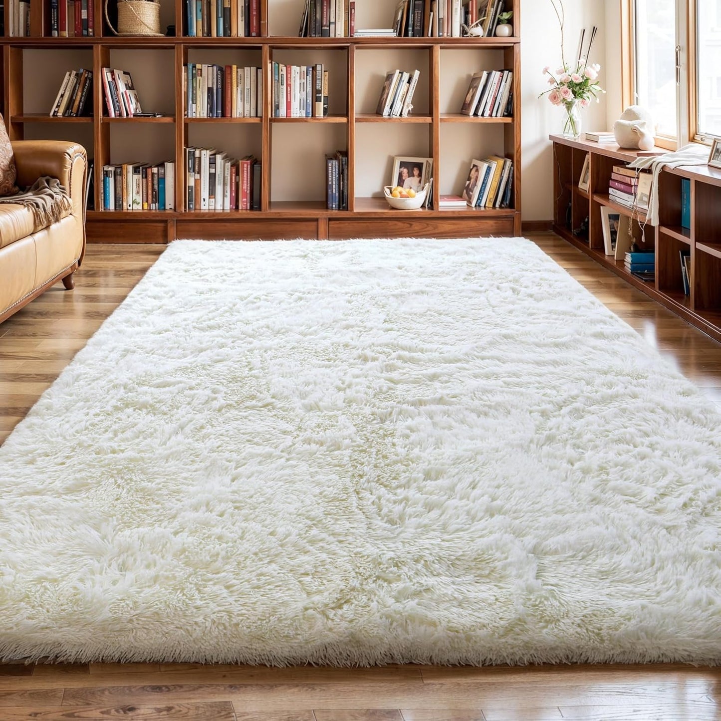 4x6 Light Grey Fluffy Shag Area Rug for Bedroom, Ultra Soft Fuzzy Plush Washable Carpet for Living Room, Modern Cozy Non Skid Furry Shaggy Rug for Kids Baby Boys Nursery Dorm,Tie-Dye Gray
