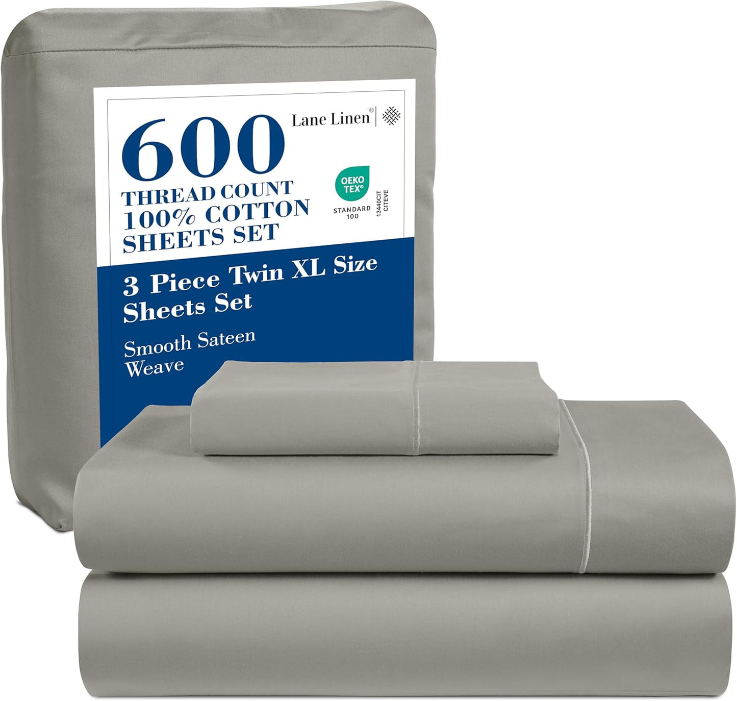 LANE LINEN 100% Cotton White Queen Size Sheet Set – Luxurious Hotel-Quality Sateen Weave, Fully Elasticized Mercerized Cotton, Deep Pocket 4-Piece Set, Naturally Cooling & Comfortable