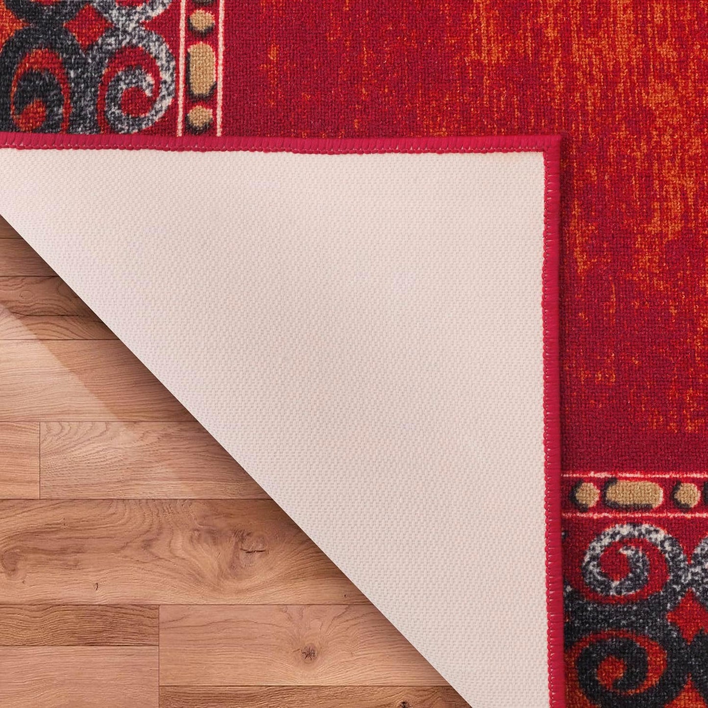 Antep Rugs Alfombras Bordered Modern 5x7 Non-Slip (Non-Skid) Low Pile Rubber Backing Indoor Area Rug (Maroon Red, 5' x 7')