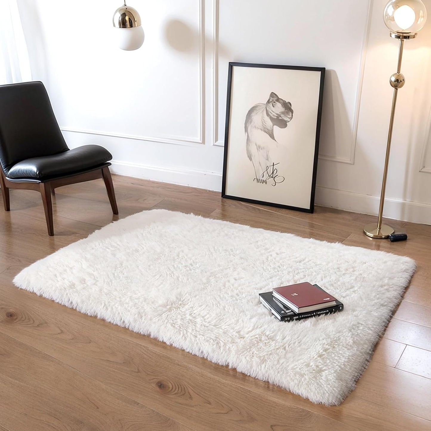 4x6 Light Grey Fluffy Shag Area Rug for Bedroom, Ultra Soft Fuzzy Plush Washable Carpet for Living Room, Modern Cozy Non Skid Furry Shaggy Rug for Kids Baby Boys Nursery Dorm,Tie-Dye Gray